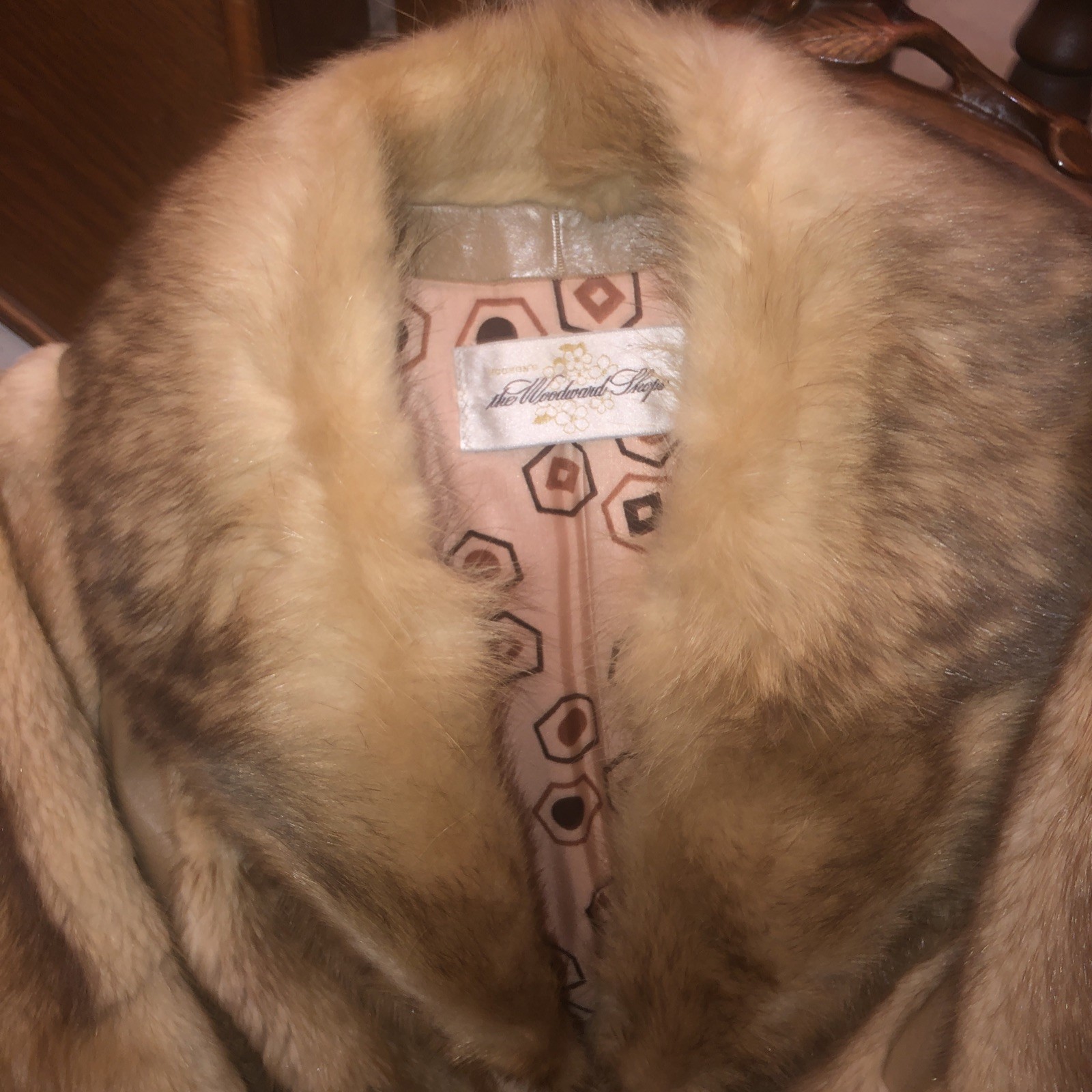 Vintage Tan Leather Trim, Fox Collar, Fur Coat. By J.l Hudson, Size Small 1970s