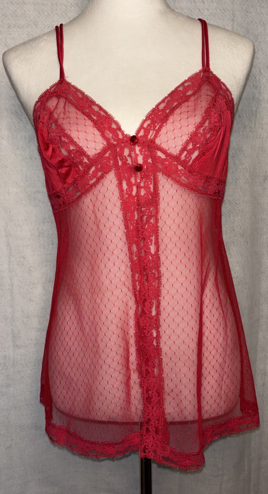 Henson Kickernick Baby Doll Med Sheer lace Red 3️⃣ Piece Sexy Romantic