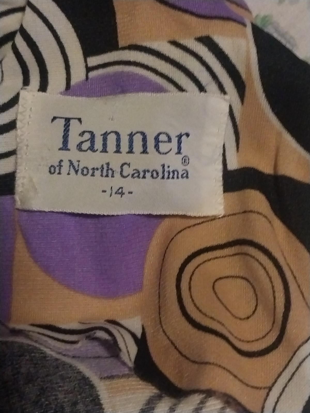 Vintage 60s Tanner Of NC Abstract Geomentric Colorful Size 14 Dress 1960s
