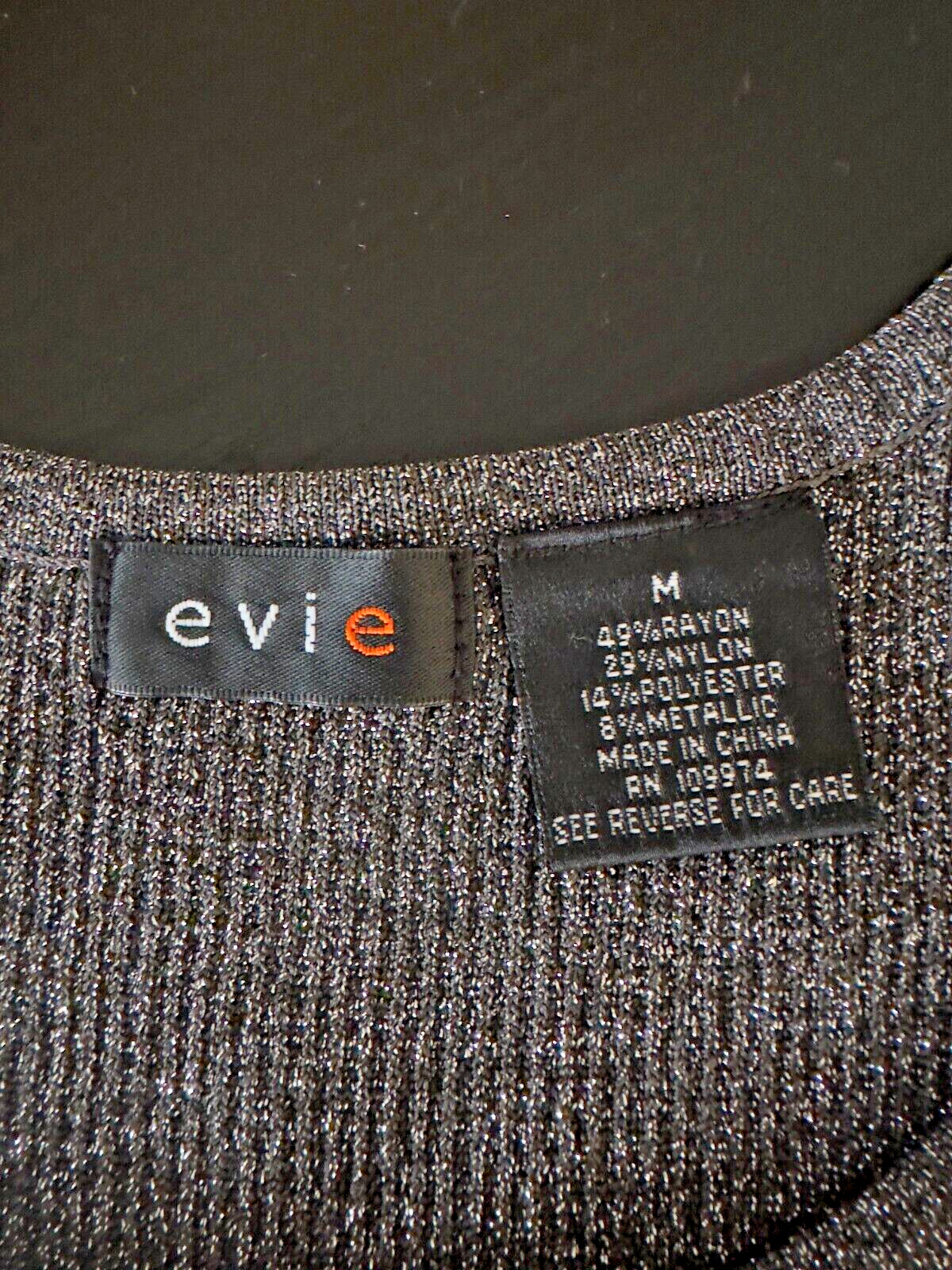 Vintage Evie Metalic Gray Knit Tank Size M, Stretches