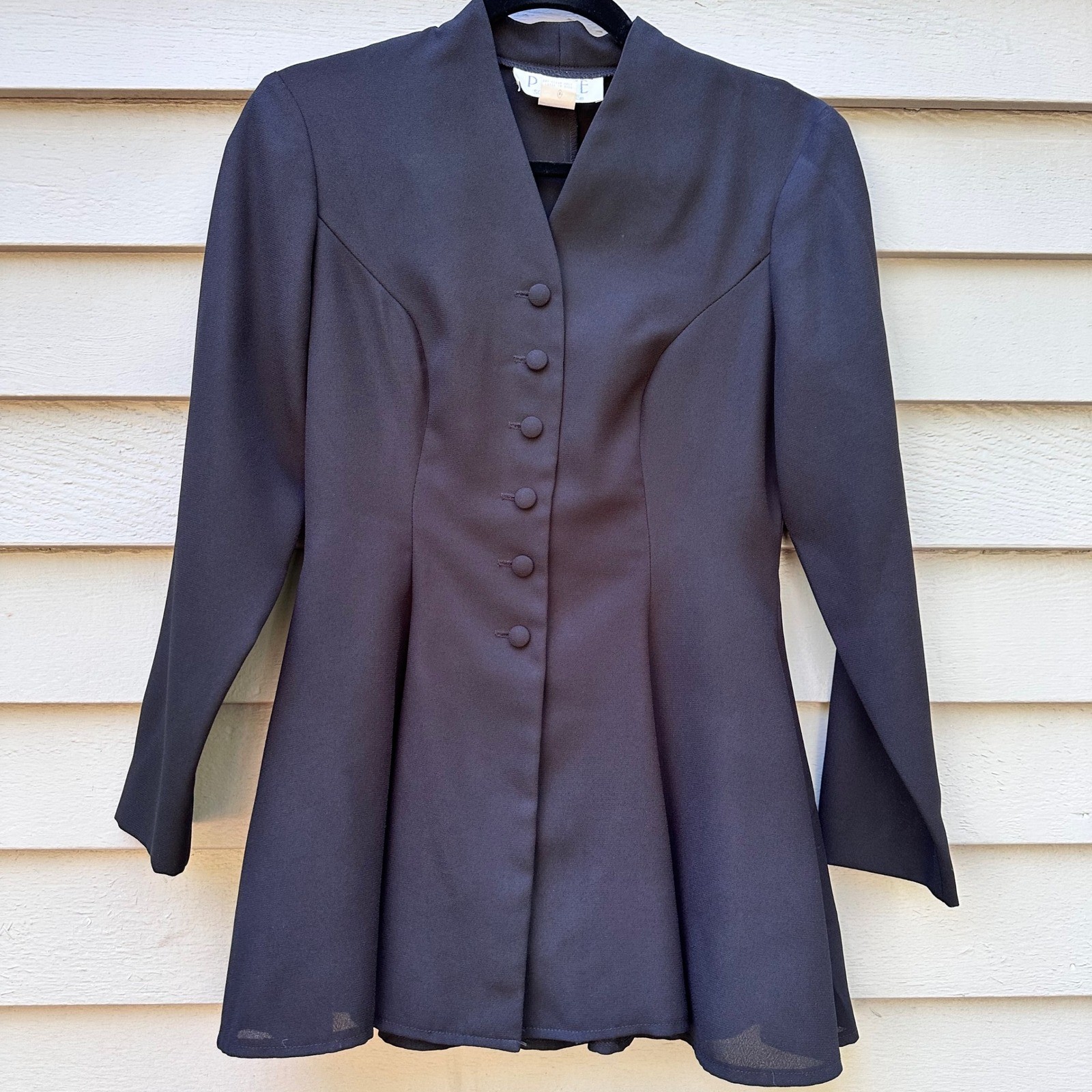 Petite Sophisticate Vintage Black Peplum Blazer Top Button Front Made in USA 0P