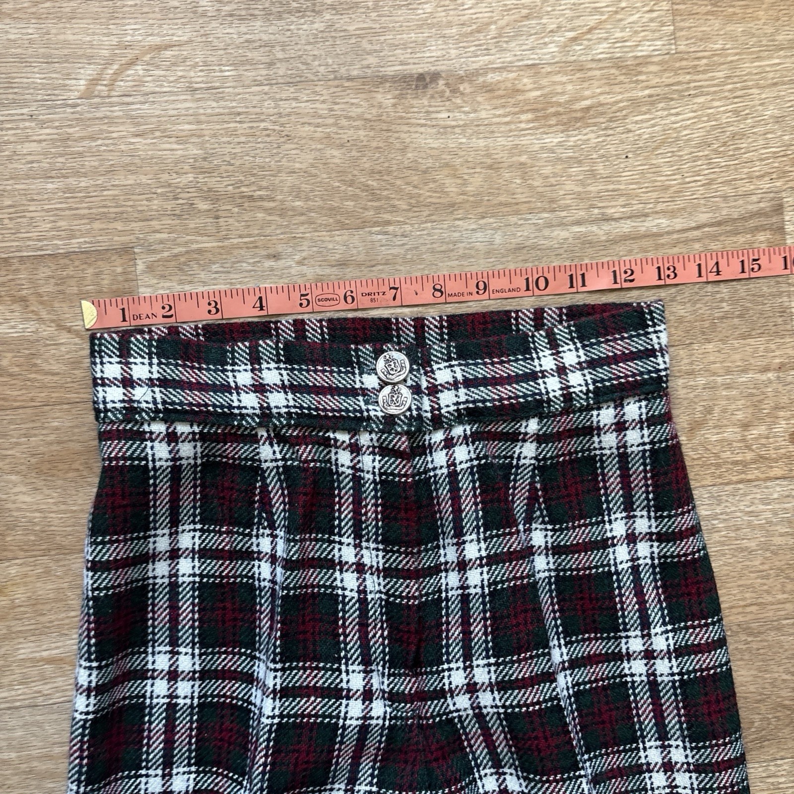 Vintage 1970s Women’s Handmade Plaid Suit Set Pants & Blazer Flare Bell Small