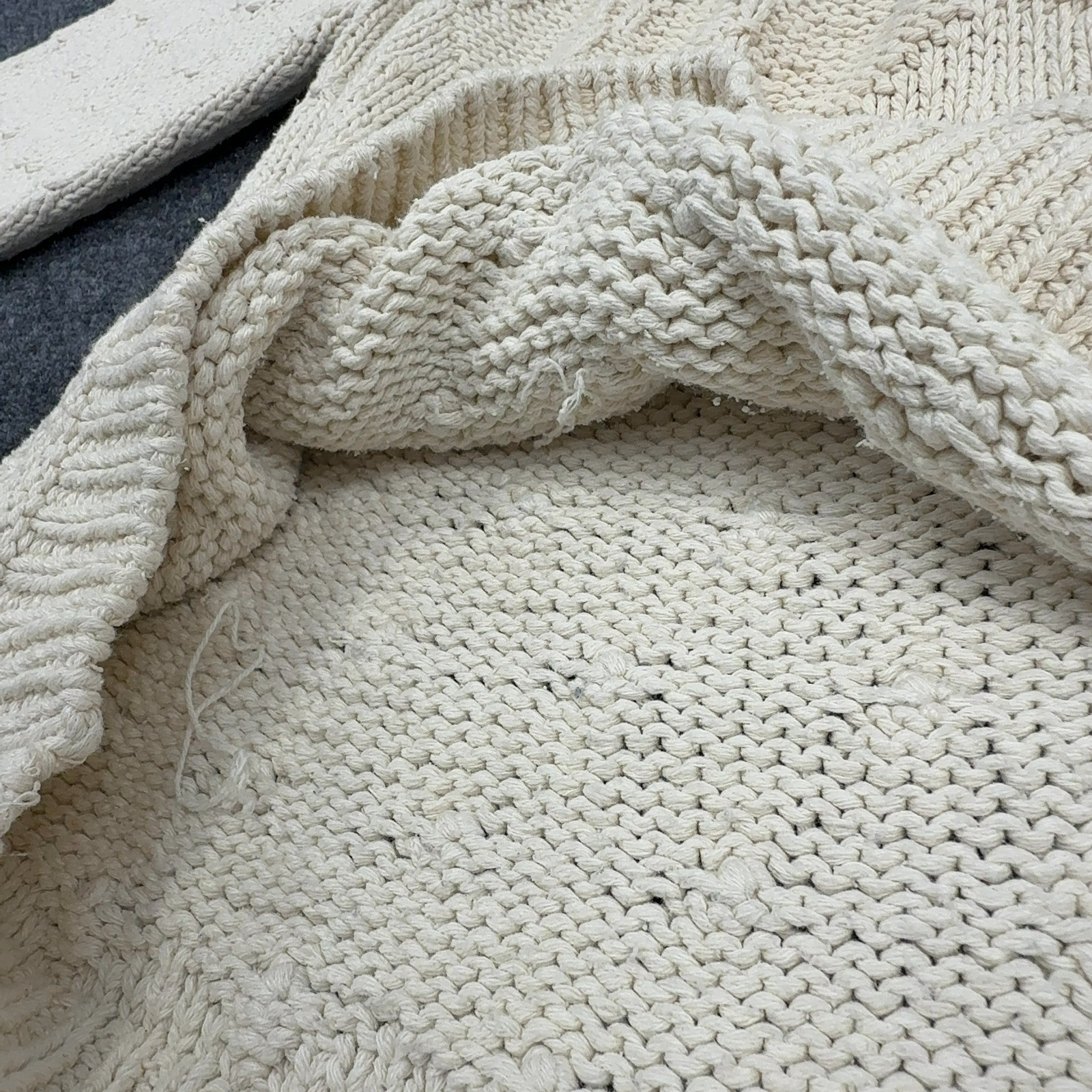 Vintage Woolrich Sweater Women M Cream Silk Cotton Knit Chunky Cottagecore Style