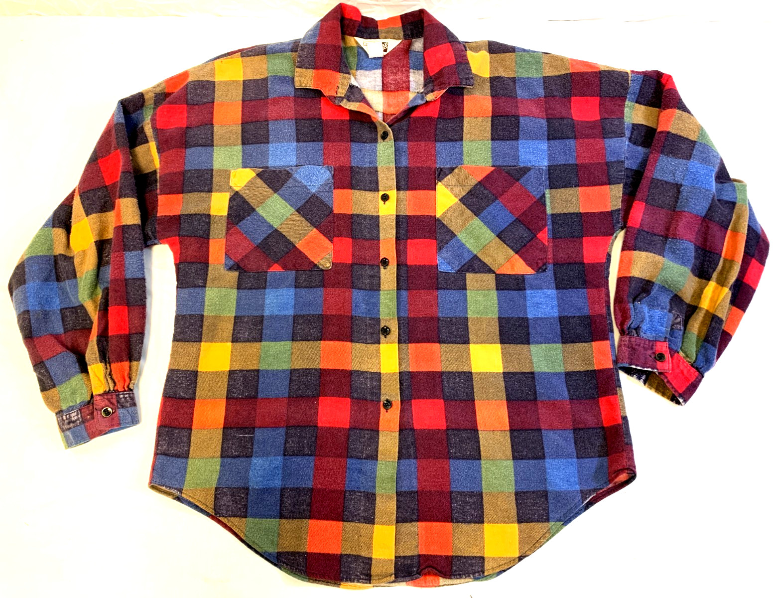 Vtg Sears the Fashion Place Long Sleeve Button Up Shirt Plaid Flannel Women’s 14
