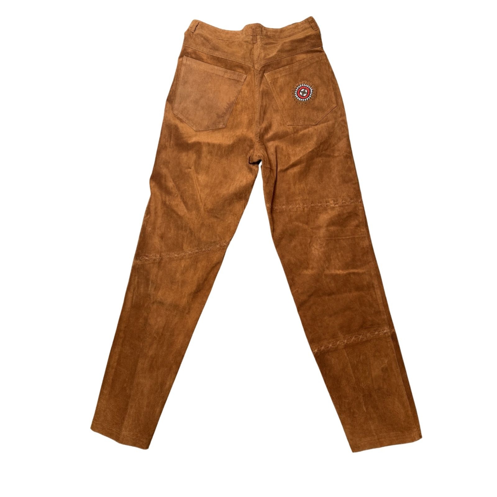 Pia Ricci Vintage Leather Brown Straight Leg Size Pants Size 10