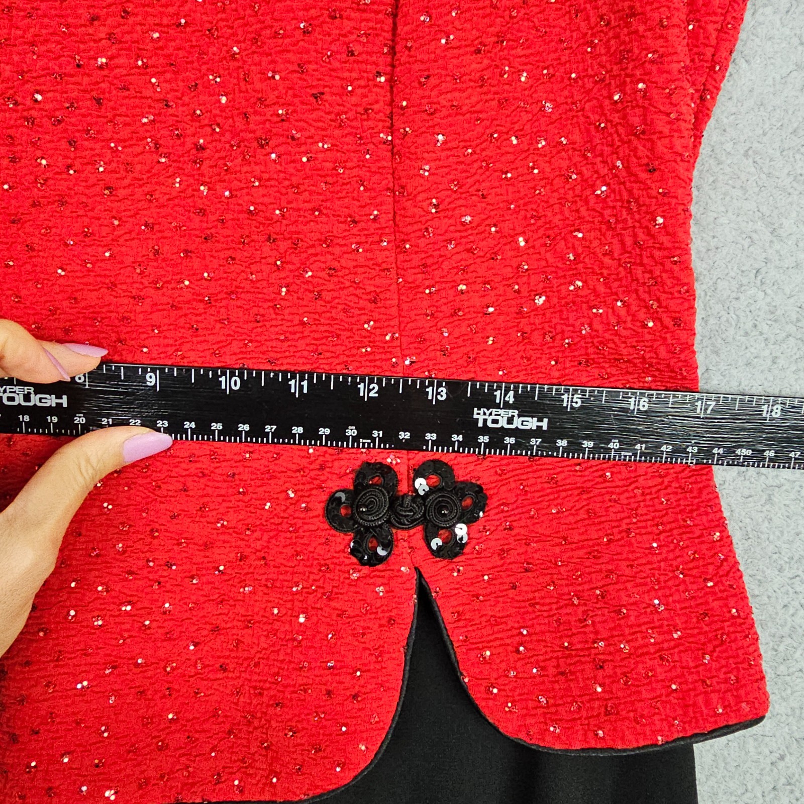 VTG 90s Jessica Howard Womens Dress 12 Red Asian Cheongsam Qi Pao Glitter Sequin