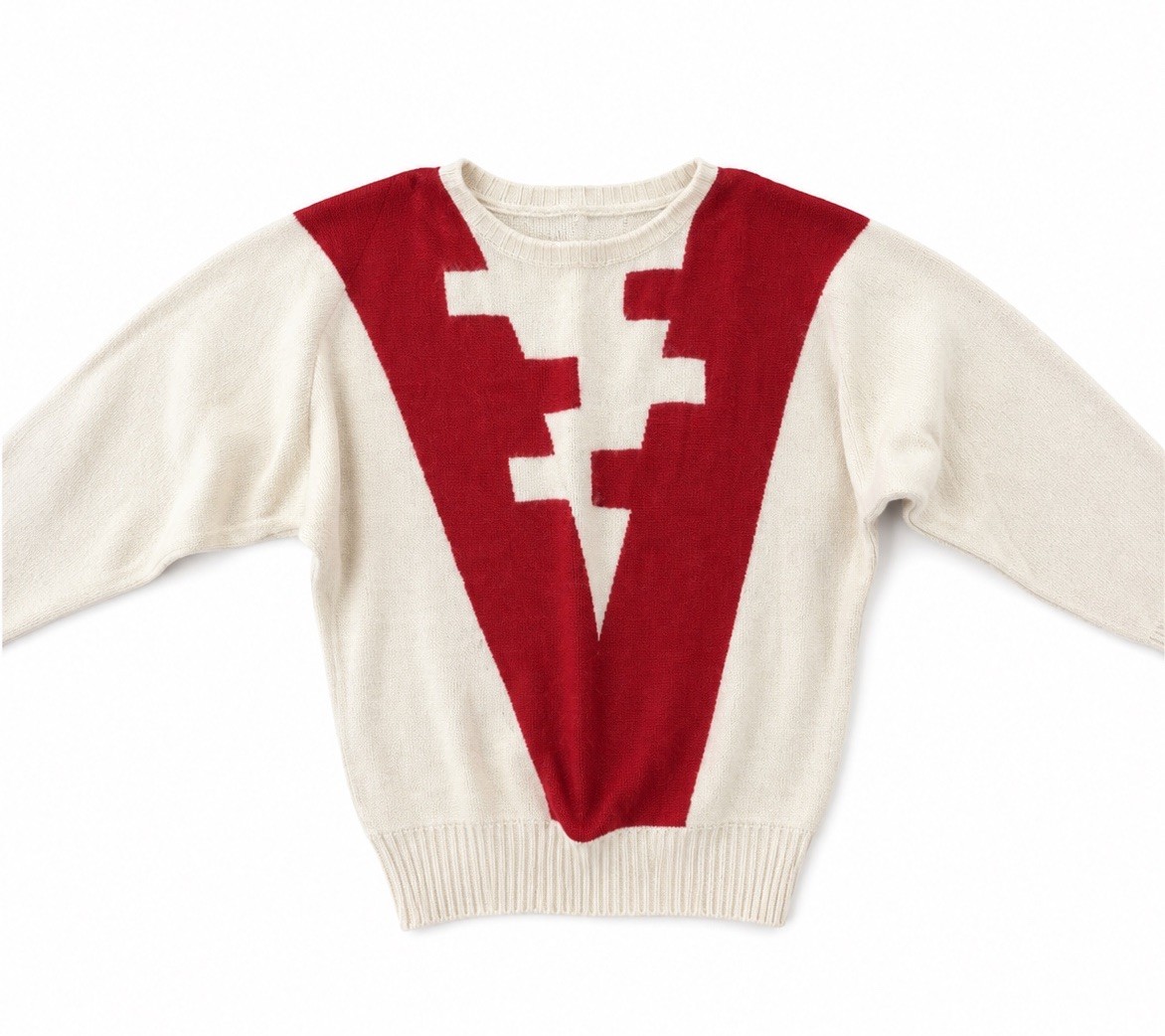 Vintage Lightweight 1990’s Avant Garde Red White Batwing Sweater M