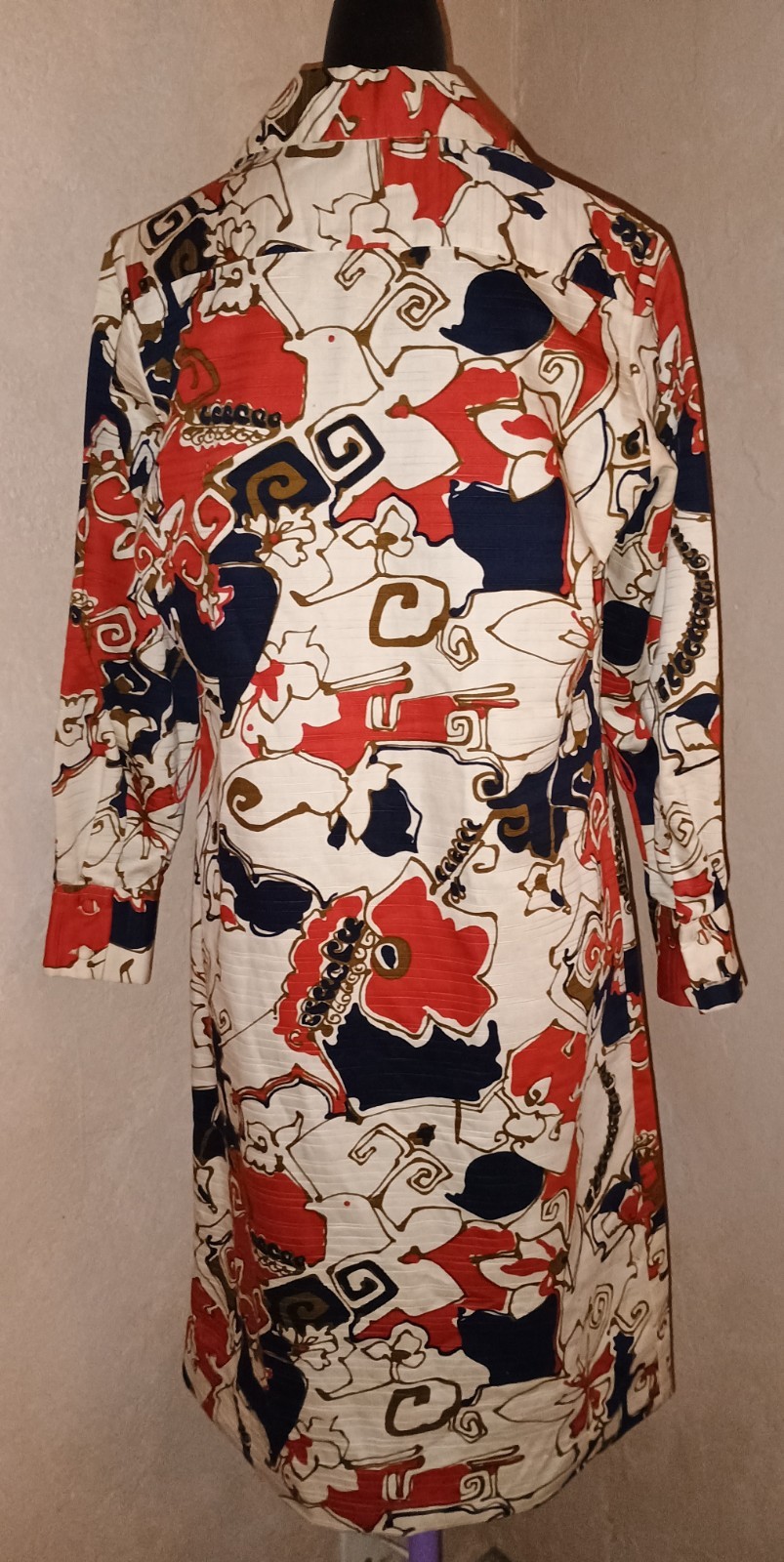 Vintage 60s Lanvin Paris New York OP Art MOD Shirt Dress Belted Dagger Collar