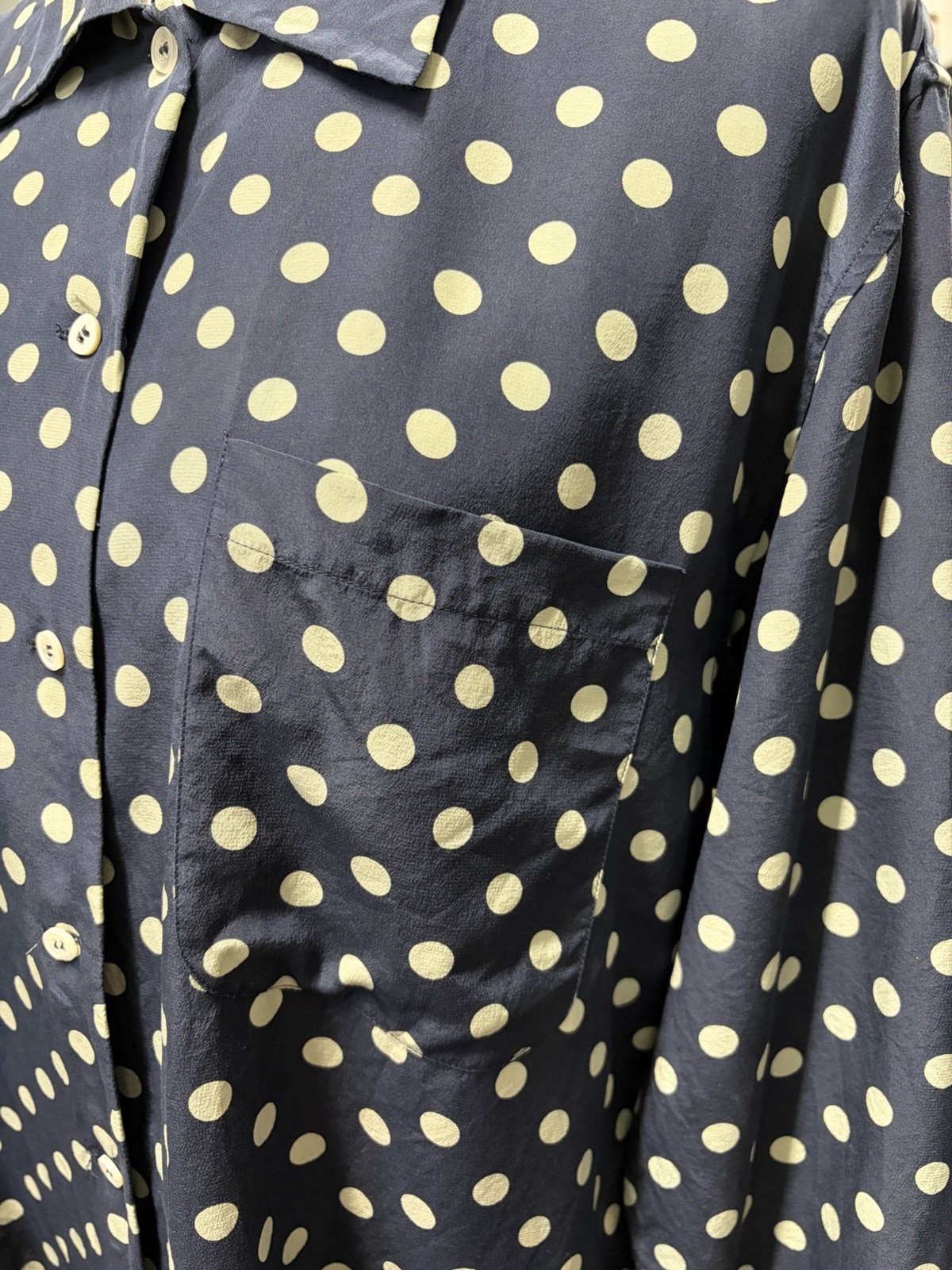 Vtg 80s 90s Polo Ralph Lauren Women’s Silk Polka Dot Blouse Blue Label Size 6