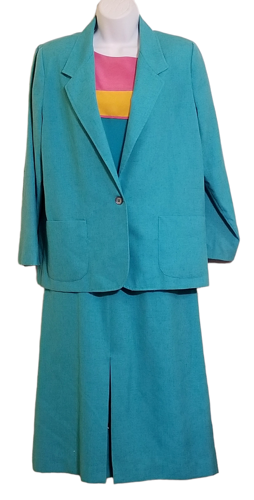 Vintage Skirt Suit Set Women’s Size M 3 Piece Modest Professional Silk Blend