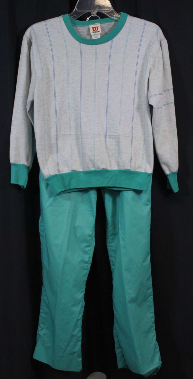 Vtg Wilson Tracksuit Outfit Set Pants Shirt Pouf Slv 80s Pinstripe Wind Pants M