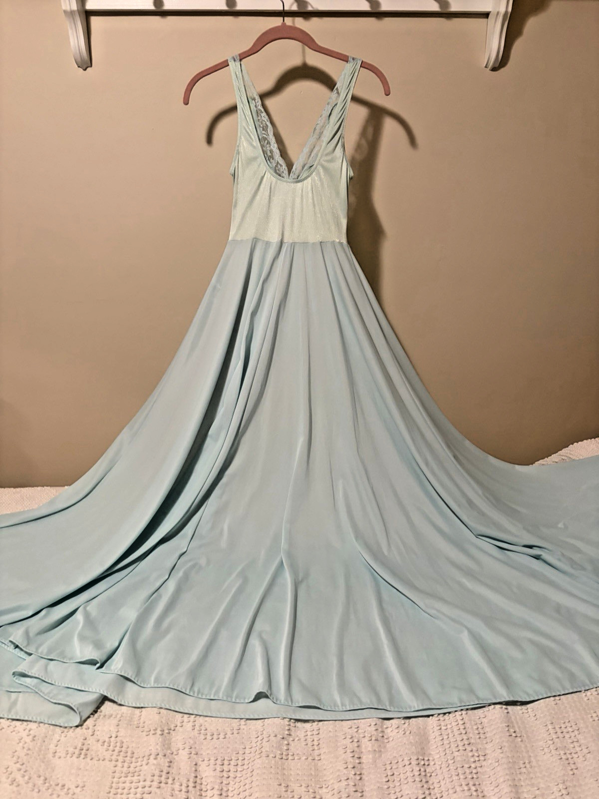 VTG Olga Bodysilk LOT Sz S Negligee & 1 Robe Set Aqua Pale Yellow Lavender -Read