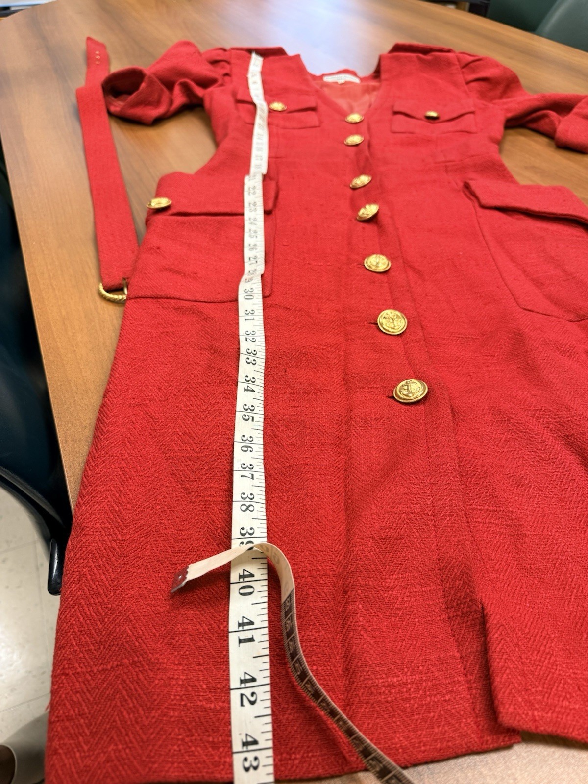 Vintage Isabelle AllardParis Red Nautical Dress AnchoGold Buttons Belted France