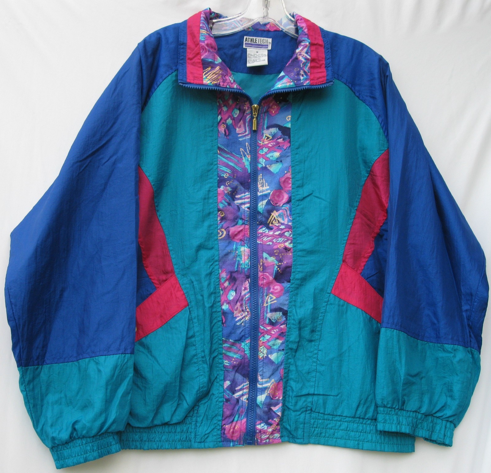 Vintage 1990’s era Athletech colorful nylon windbreaker women’s size medium