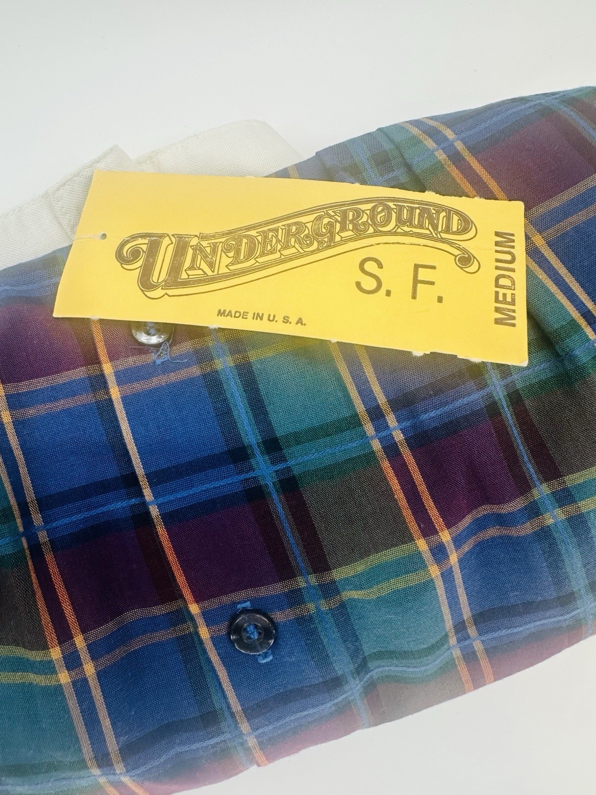 VTG 80s Underground SF Plaid Blouse Puff Sleeve Edwardian Revival Cuffs AB10 NWT