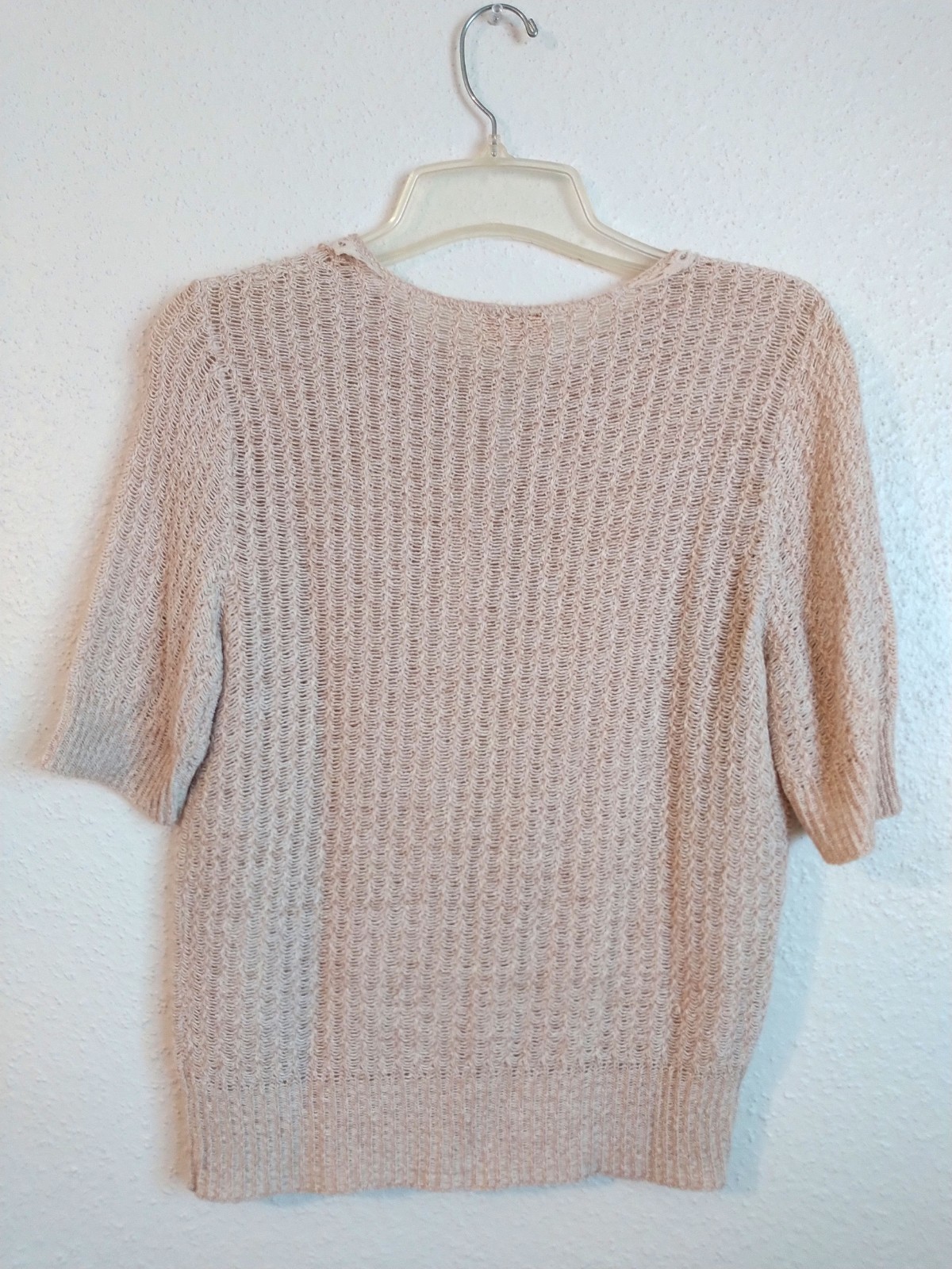 Vtg 70s Its Pure Gould Open Knit Top Womens Size Small Cream Crochet Collar
