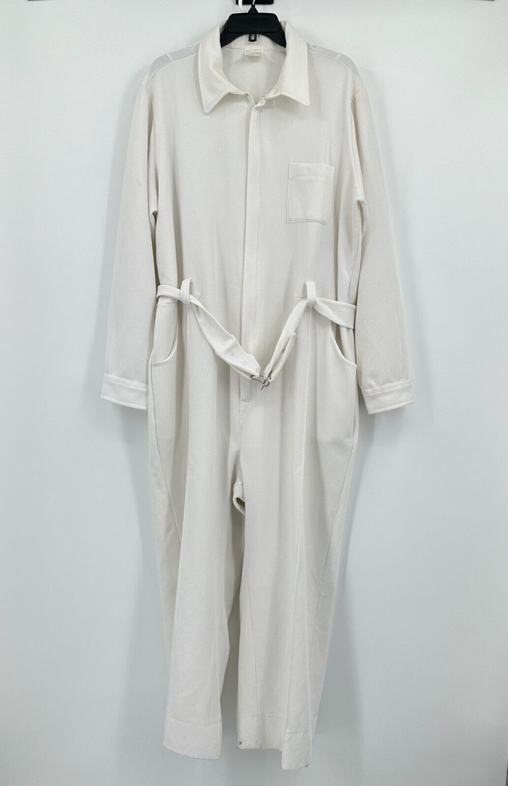 Vtg Le Voy’s Jumpsuit 3XL White Full Zip Belted One Piece Flood Go-Go Crop Party