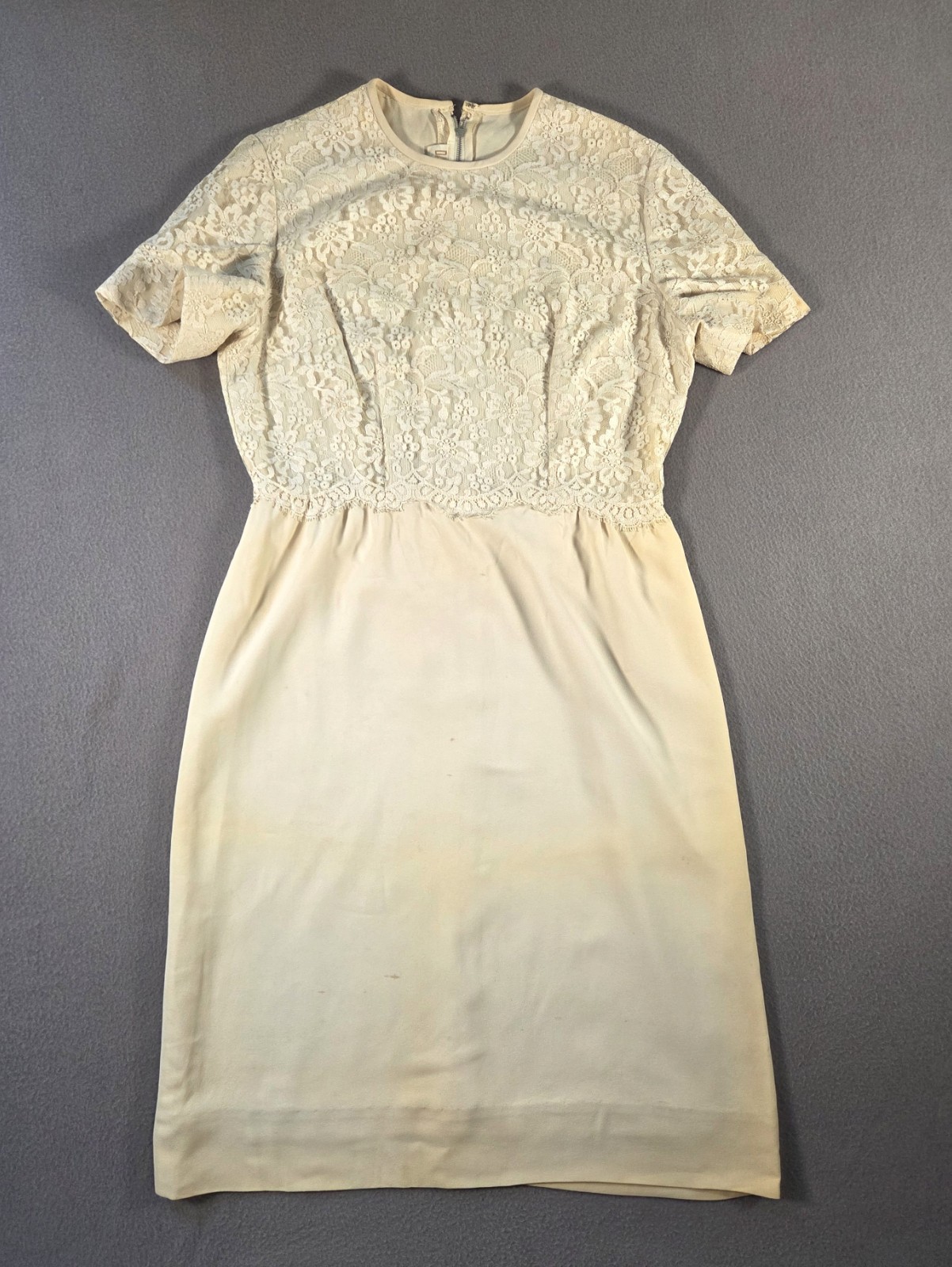 Vintage L’Aiglon Dauphine Dress Womens Large Floral Lace A Line Short Sleeve 60s