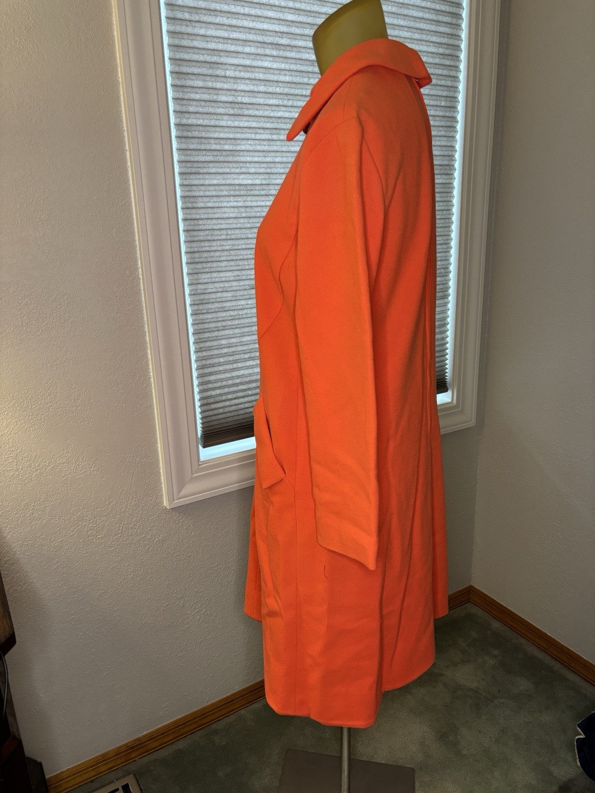 Vibrant Classy Orange Coat Dress W/ Button Details 60s 70s size medium by Carlye