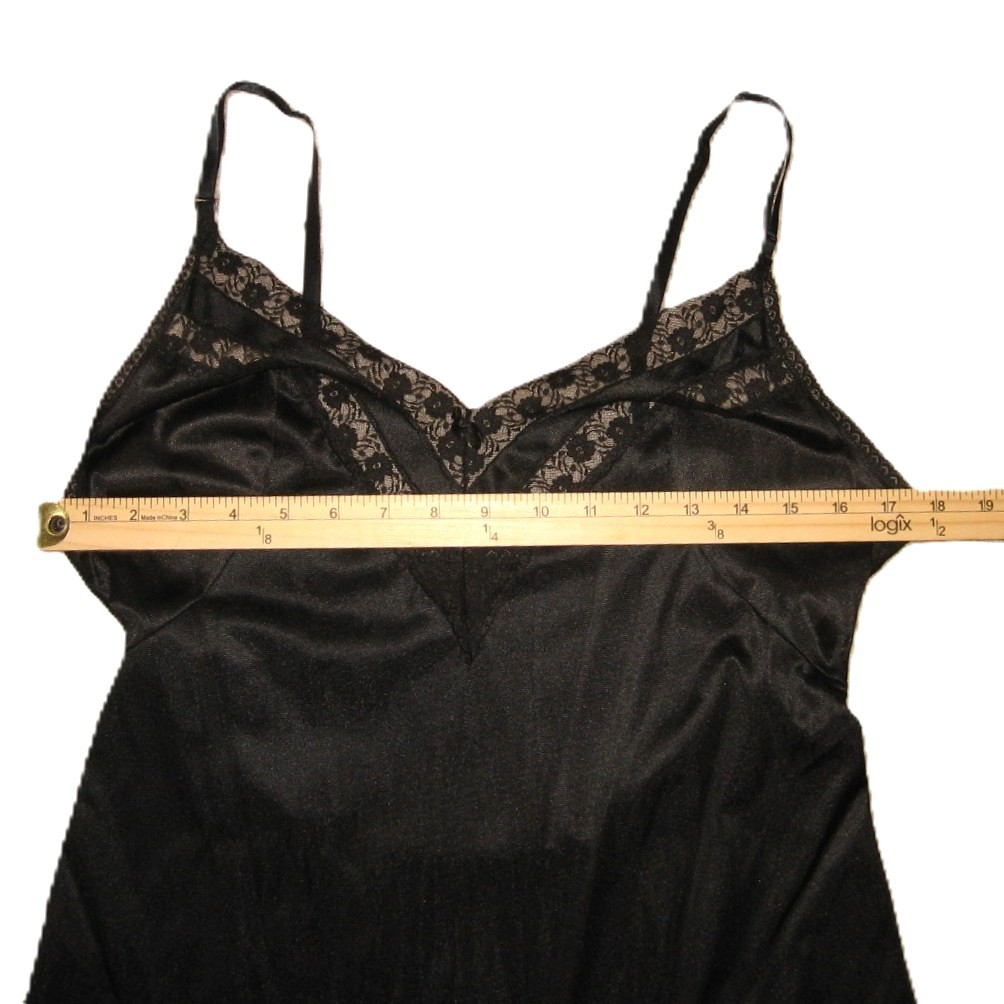 Vintage Ashley Taylor Full Slip Size 36 Sexy Black Lace Antron III Nylon USA