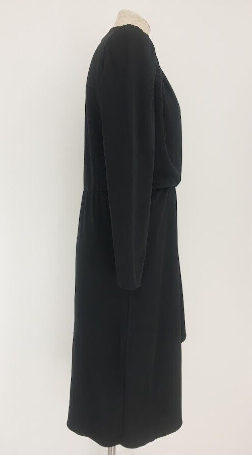 Vintage Alison Peters Black Wrap Ruffle Dress Size Classic Little Black Dress