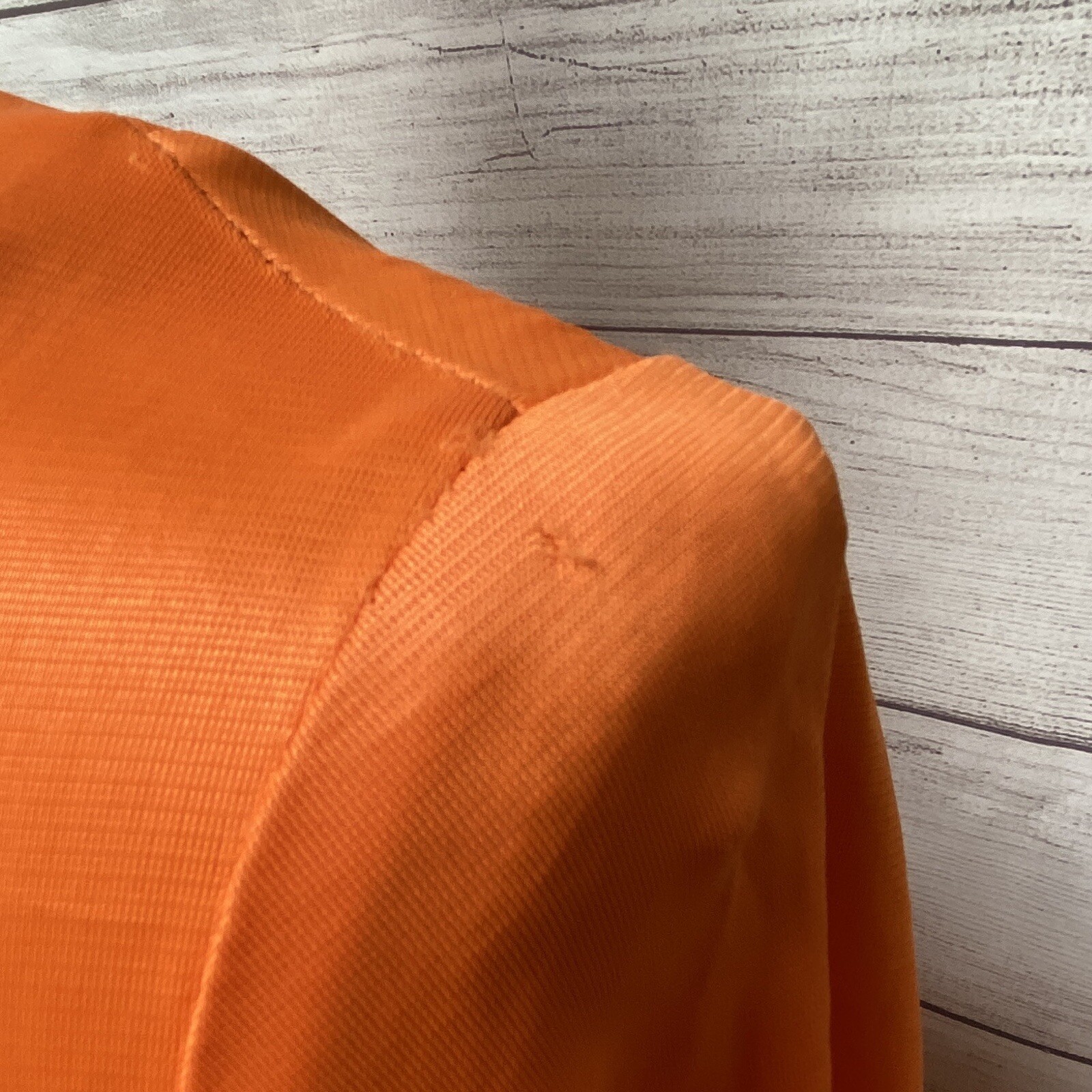 Vintage 1960s Orange Button Front Housecoat Robe Size 14 Pockets Acetate Tricot
