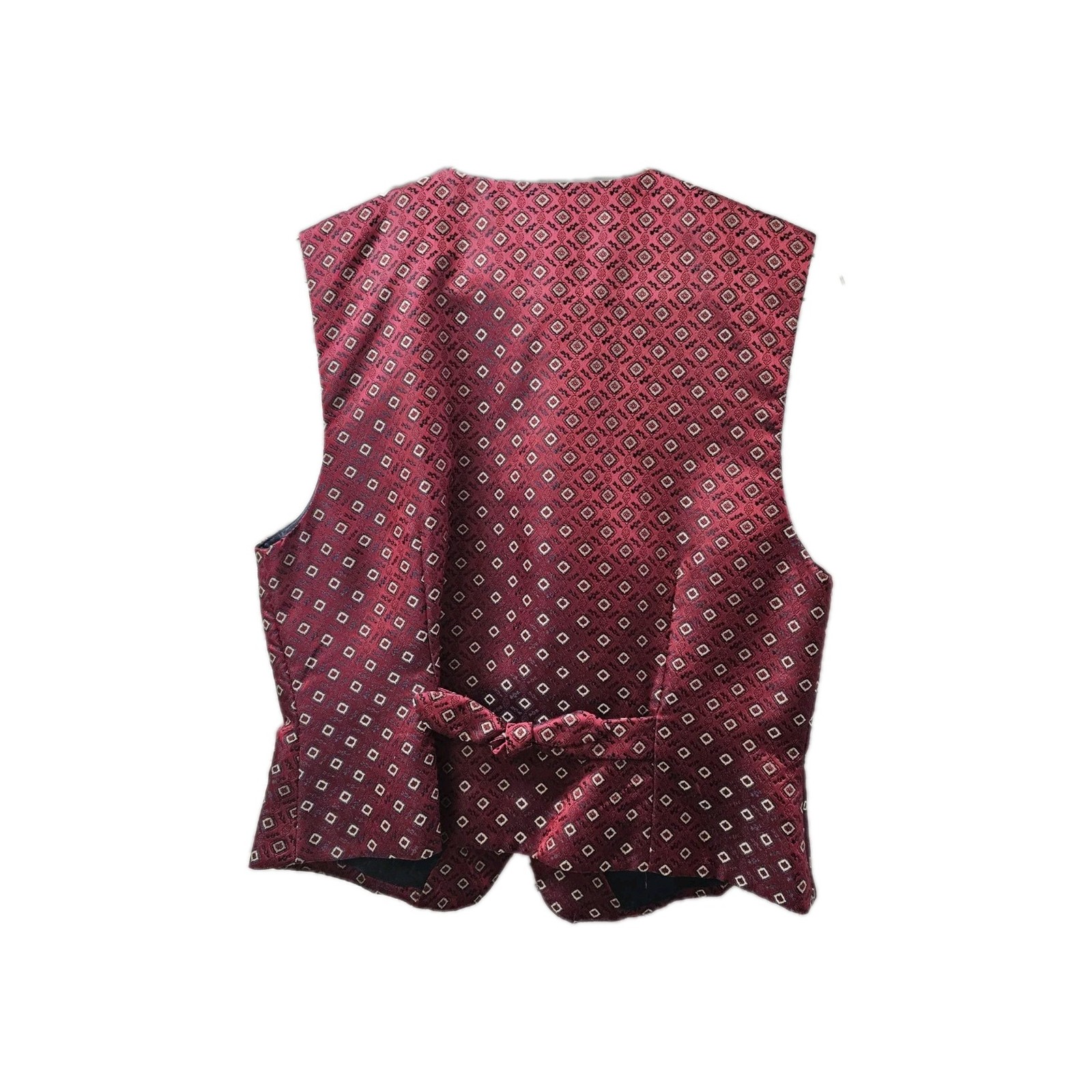 Talbots Petites Patterned Vest 2 Button Burgandy Geometric ined Womens 4 VTG