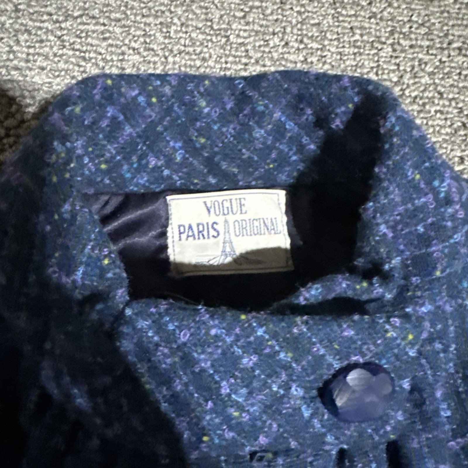 vogue paris original Women’s Dress Jacket Blue Handmade Vintage