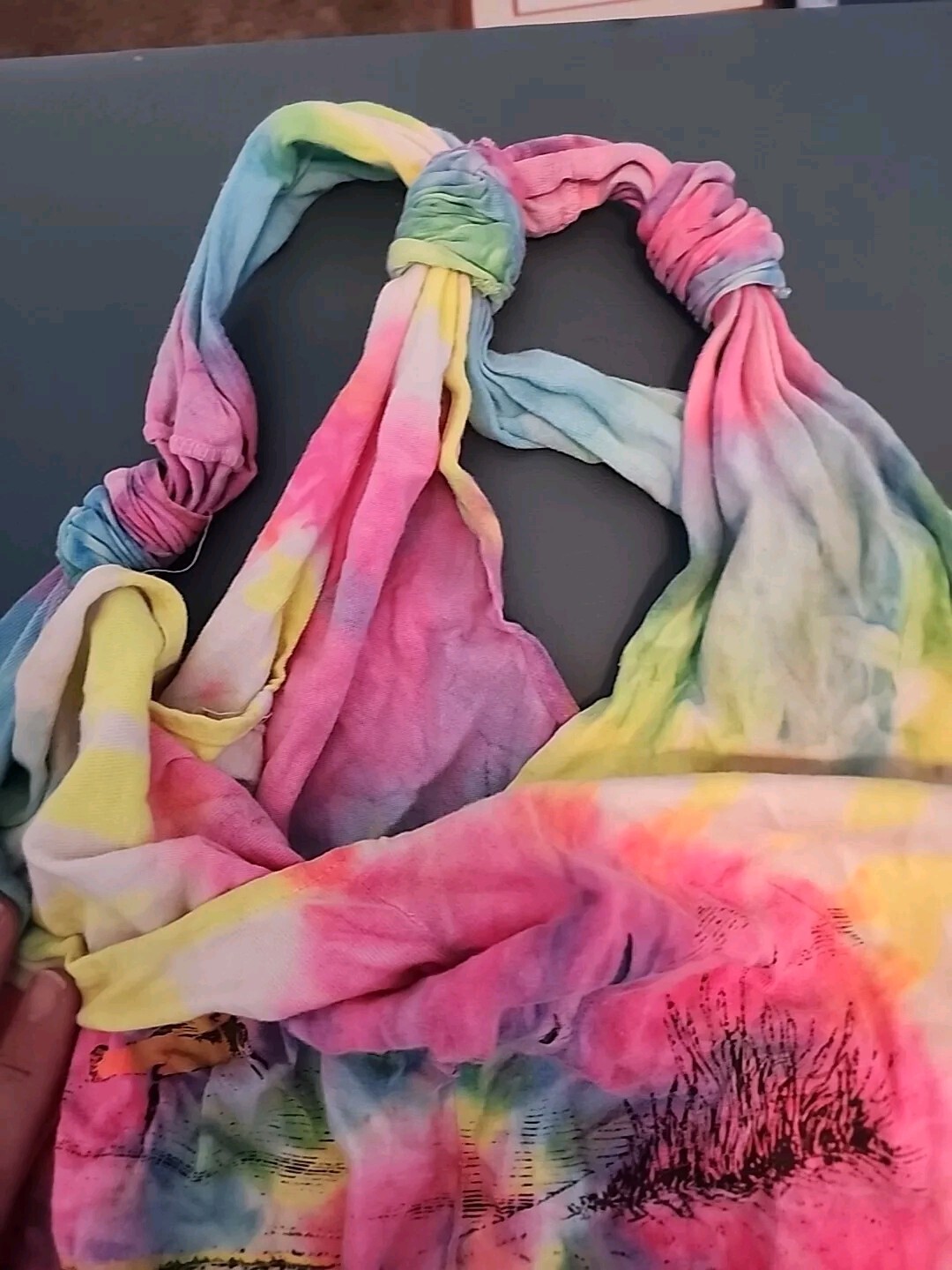 Vtg 90s In Gear Neon Rainbow Tie Dye Swirl Tunic Bahamas Shorts Womens