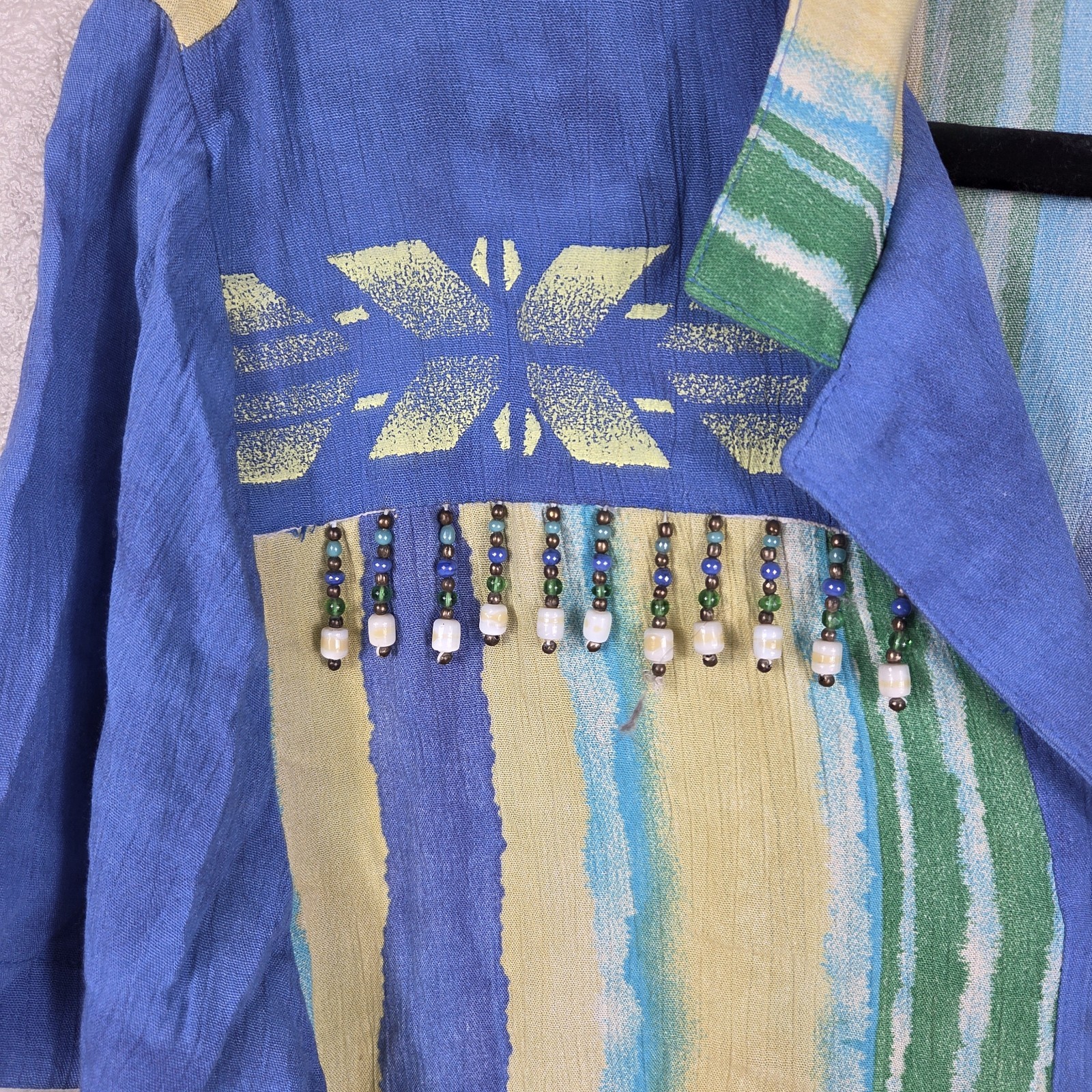 Vintage Saint Germain Beaded Western Southwest Blouse Small Made USA Blue…
