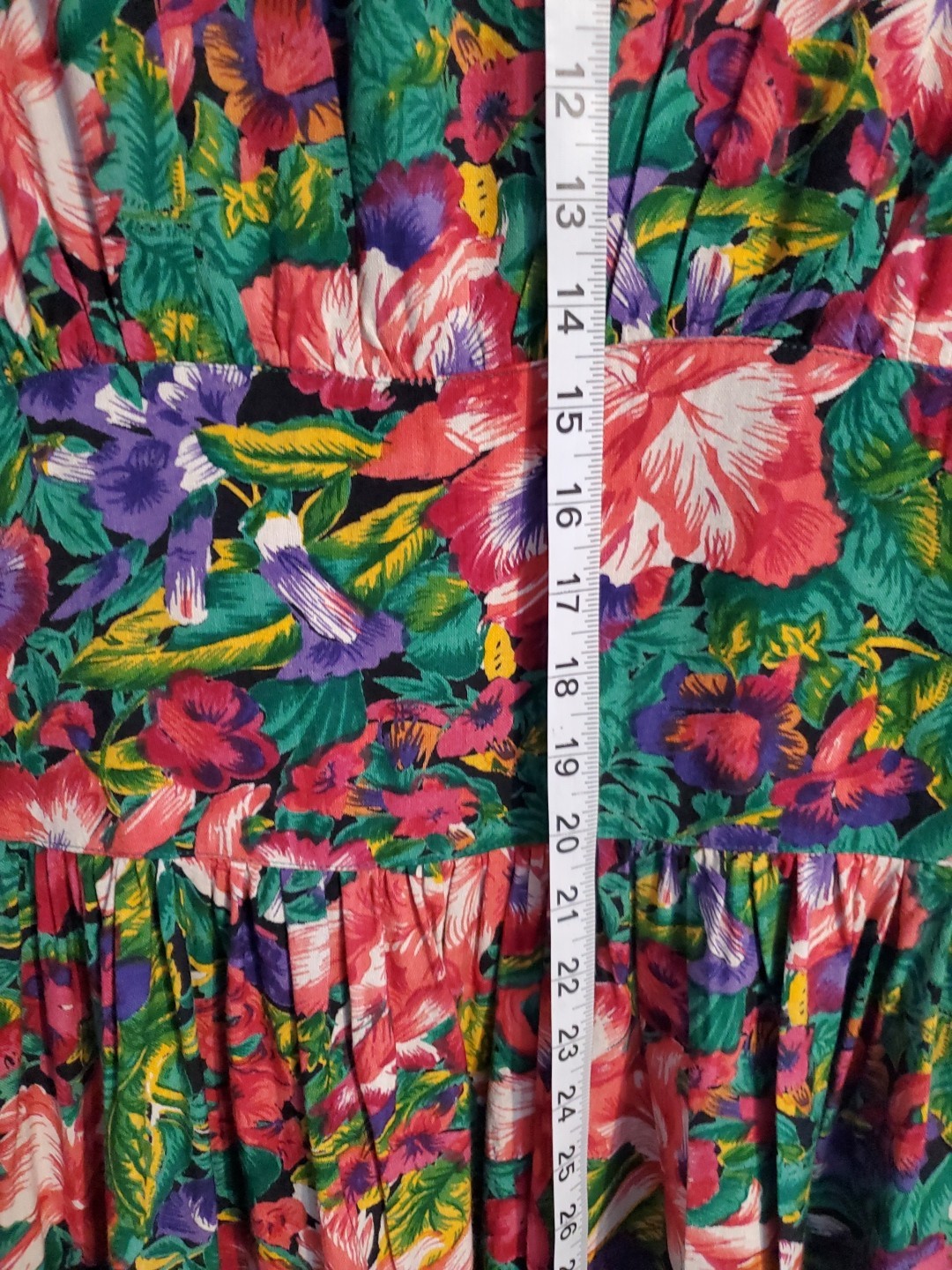 Vintage 80s Sz 9 Cottagecore Floral Puff Sleeve Victorian Tea Dress
