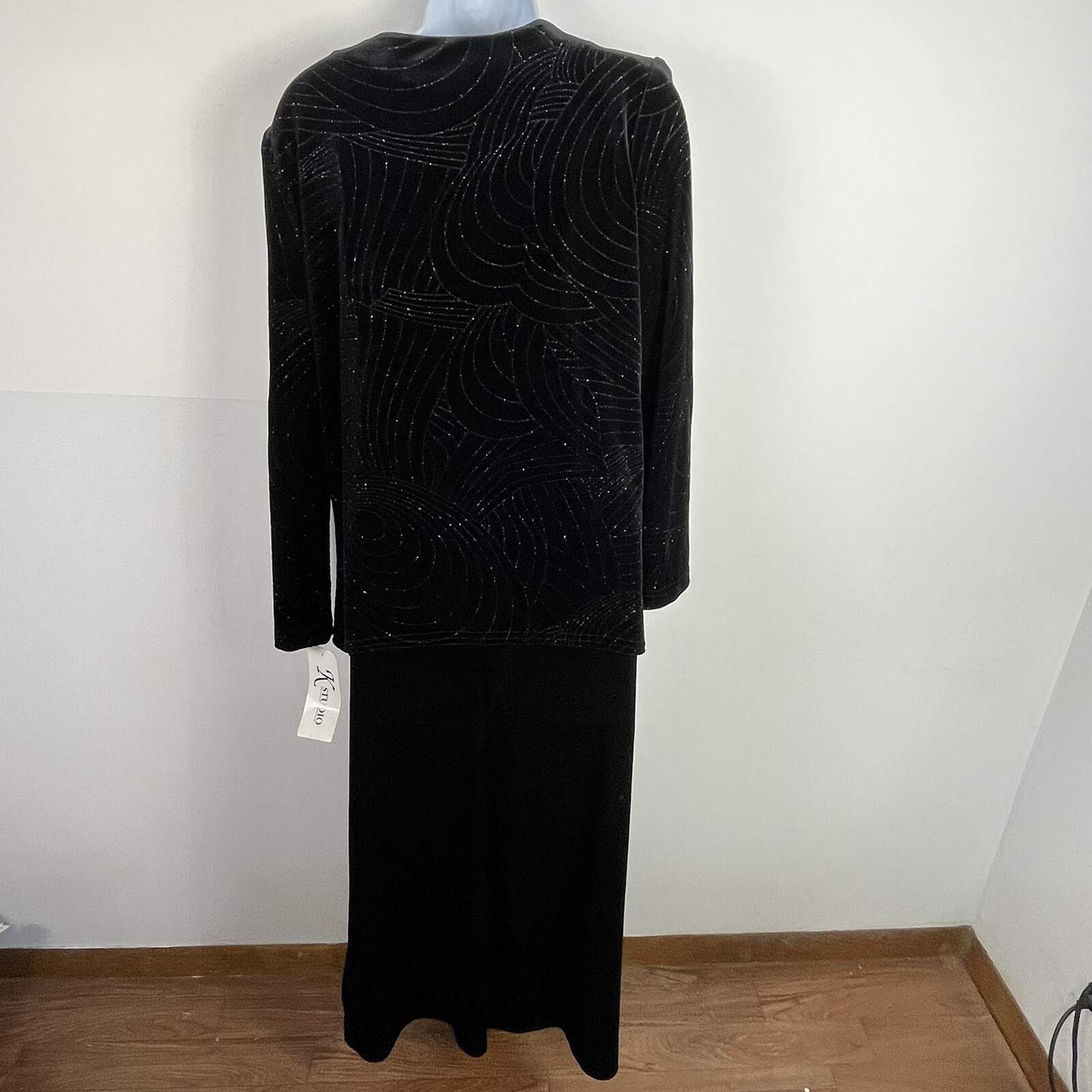 K Studio Beaded Jacket Dress Sz 8 Black Evening Elegance Formal VINTAGE NEW