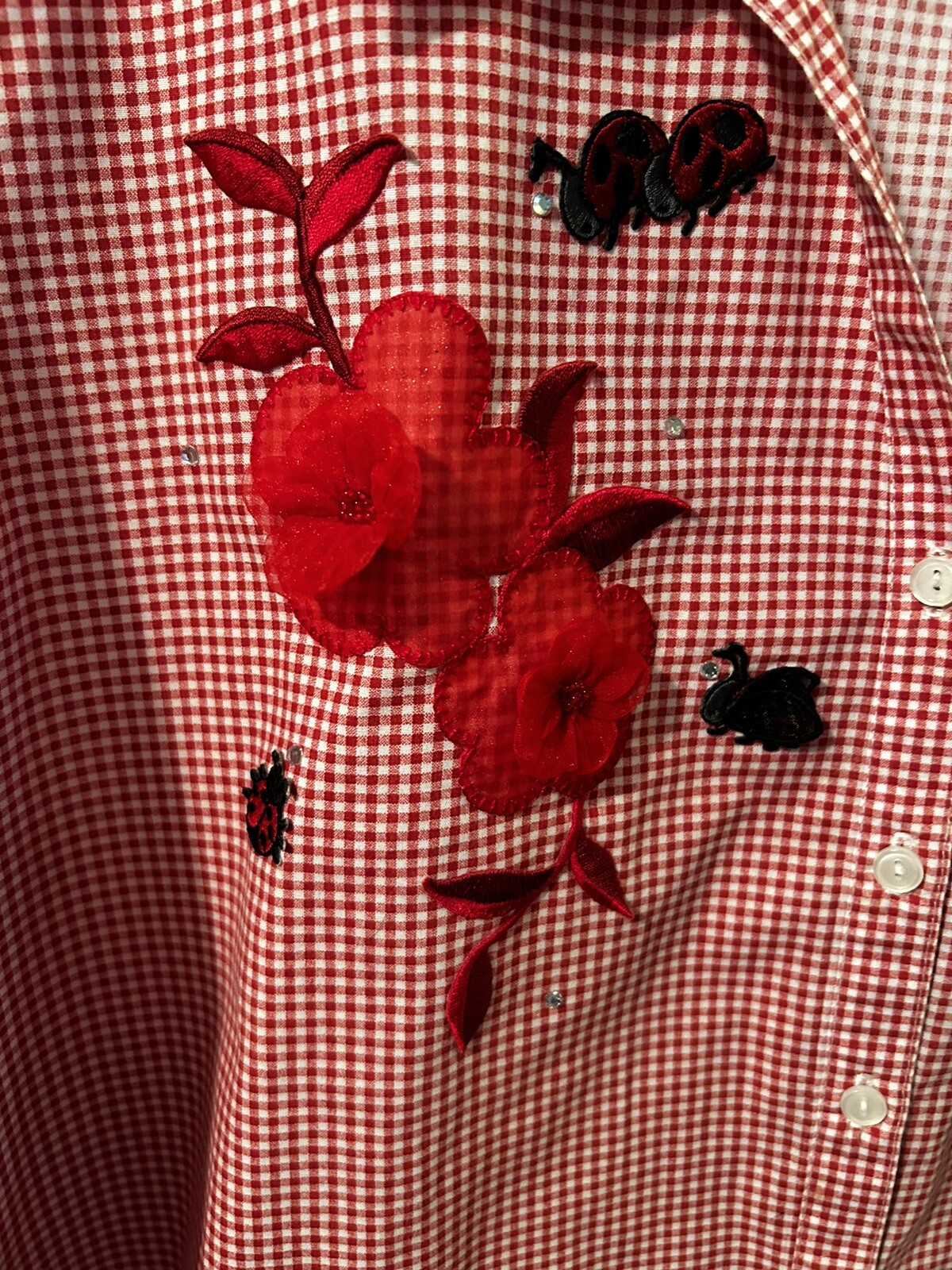 Vintage Fortune By Stan Red Checkered Blouse L