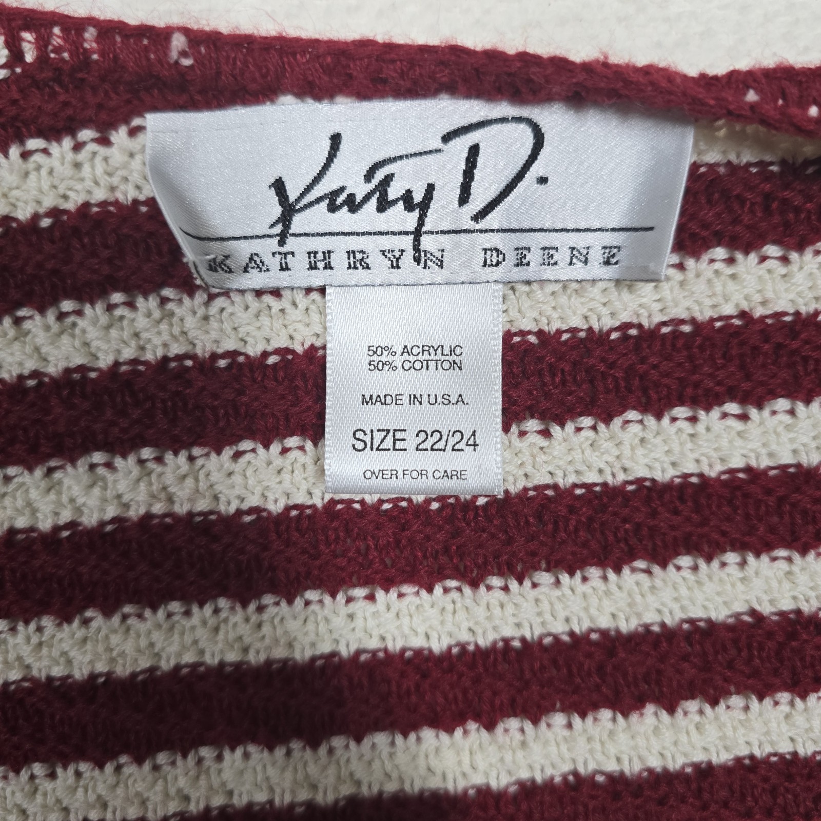 Vintage American Flag Novelty Cotton Chunky Knit Cardigan Women’s Plus 22/24 3X