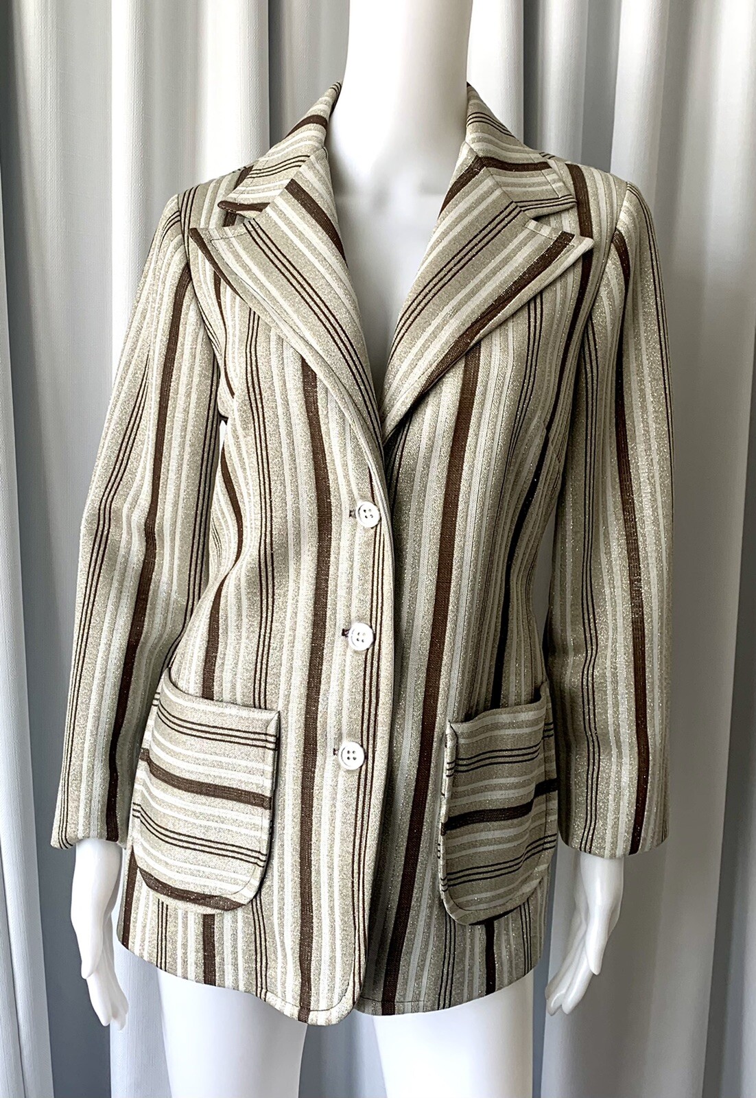 Vintage 70s Polyester lurex striped jacket M/L