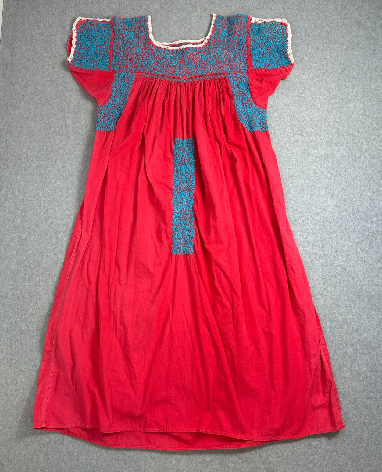 Vintage San Antonino Castillo Velasco Oaxaca Handmade Embroidered Dress Size XL