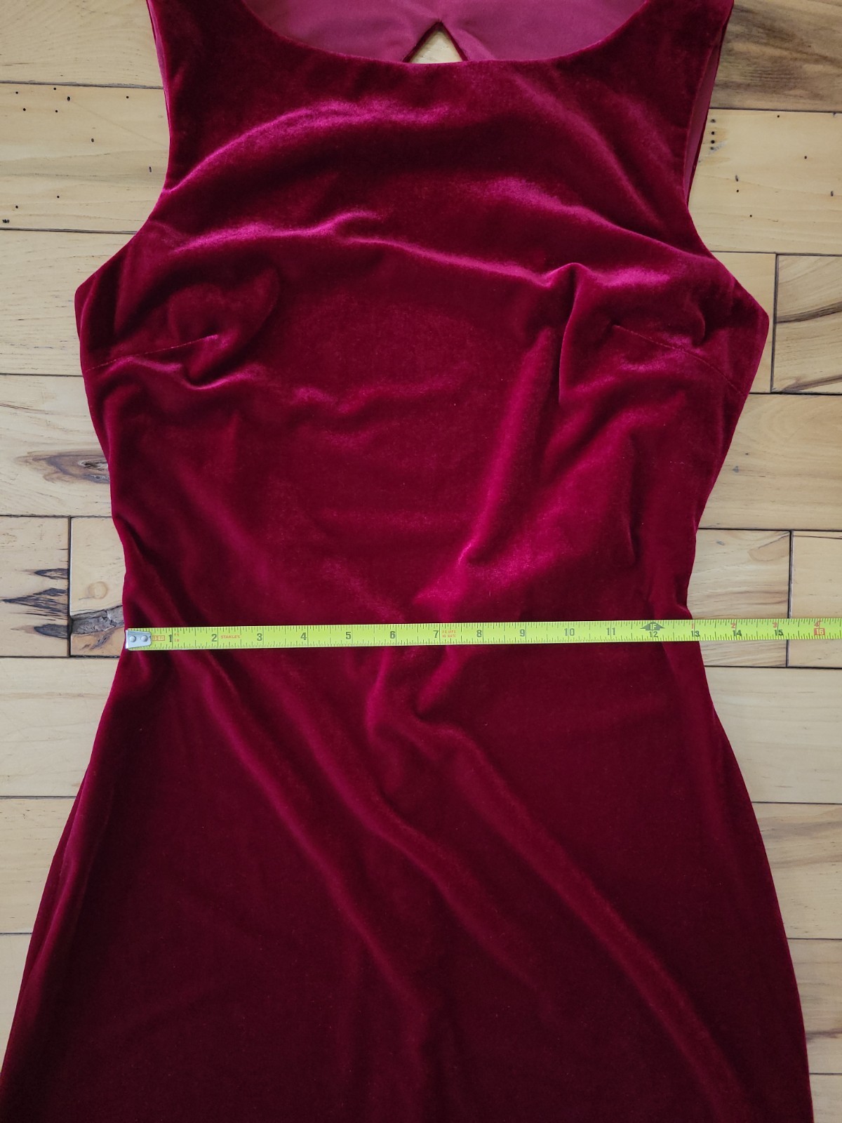 Vintage Dark Red Velvet Maxi Dress Keyhole Boatneck 90s Y2K Size 6 READ