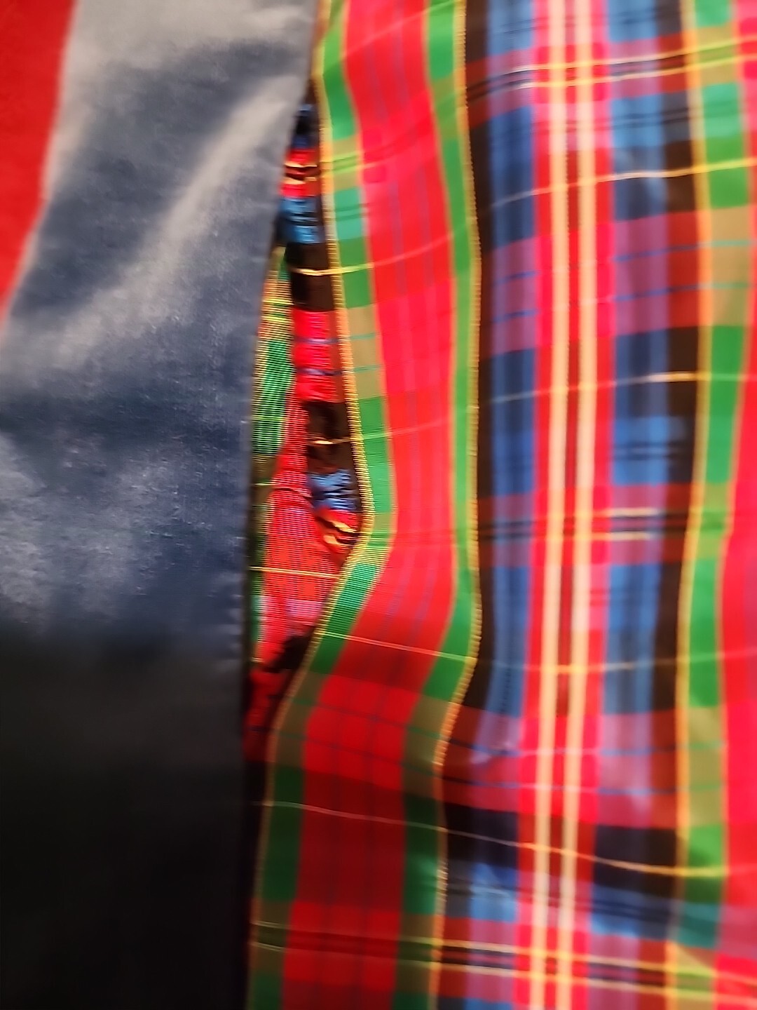 Vintage Mr. Hank USA Made Velvet Plaid Taffeta Green Red High Waist Skirt S
