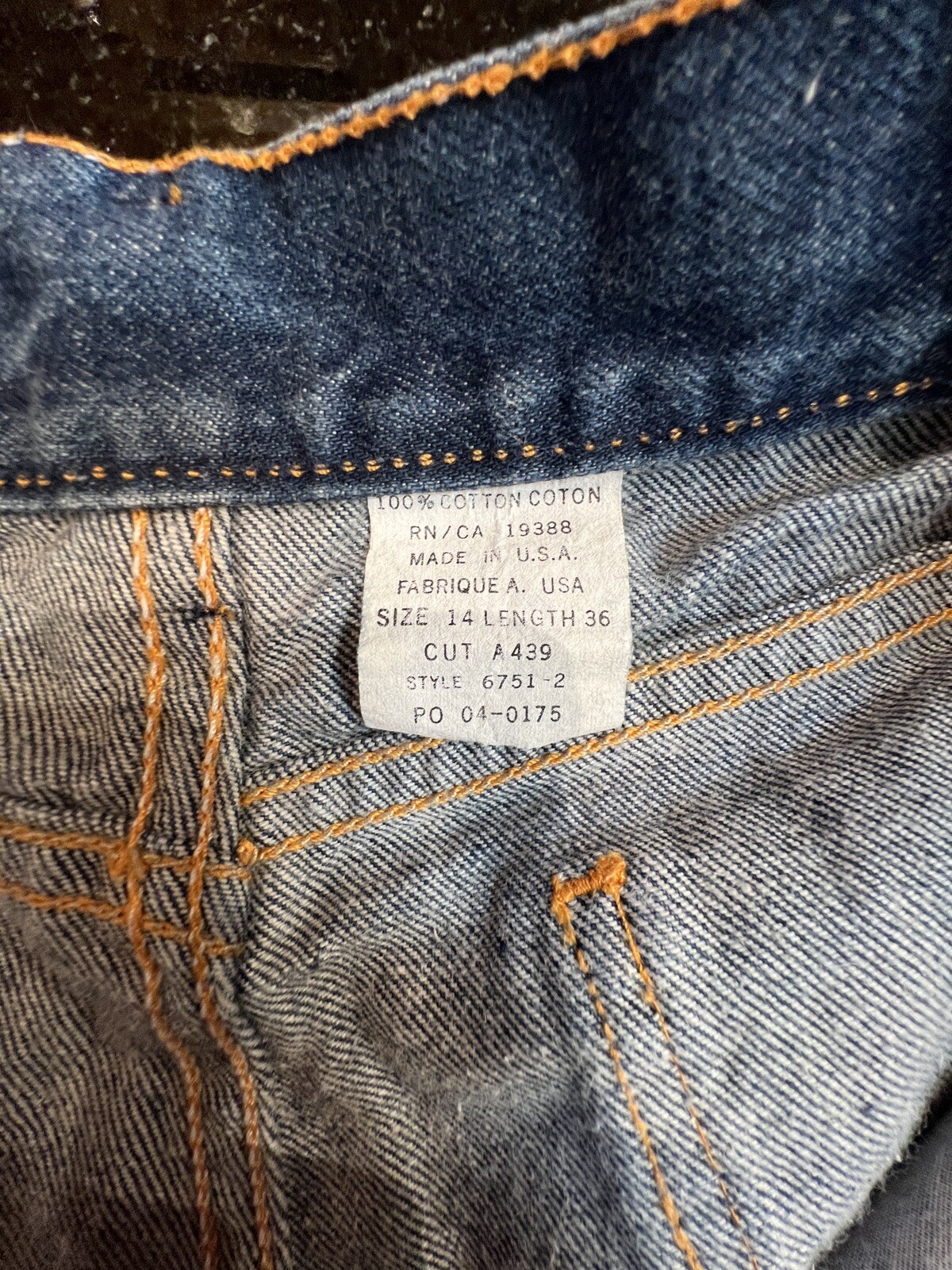 Brittania EL PASO Jeans Leather Patch USA Women Cut A439 Style 6751-2 VINTAGE 14