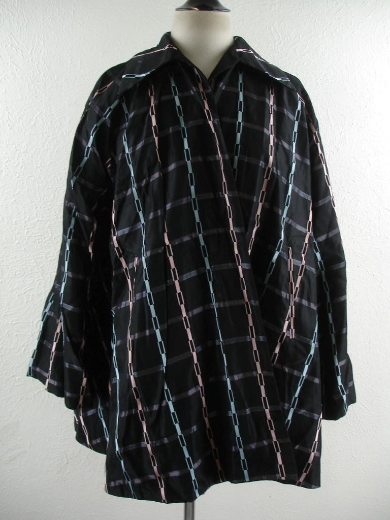 Women’s XL 1X 2X Vtg 1940’s Black Reversible Opera Cape Jacket Coat Silk Taffeta