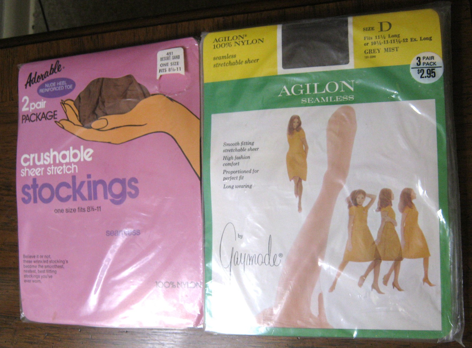 5 Pair NOS Vintage GAYMODE AGILON & CRUSHABLE STOCKINGS Sz D & 8 1/2-11