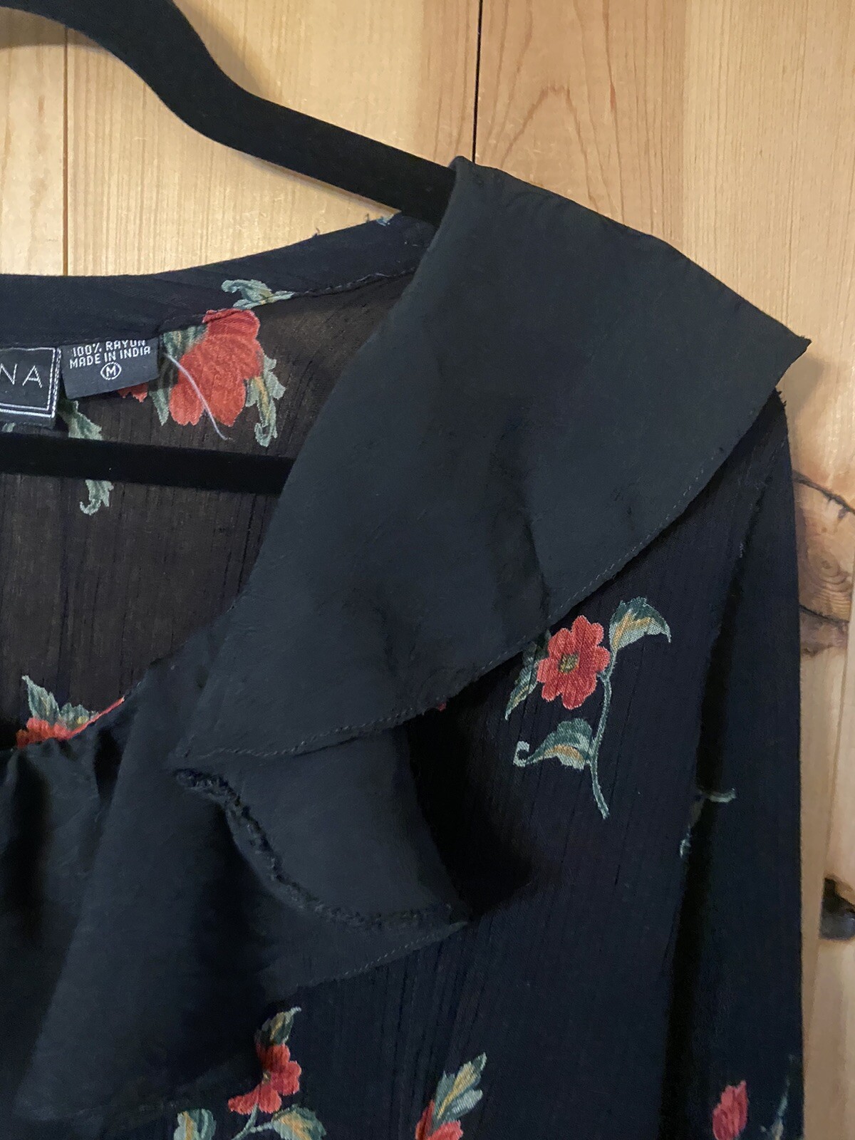 1980s Full Circle STARINA Floral Button front Maxi Dress~Crinkle Rayon Fit SMALL