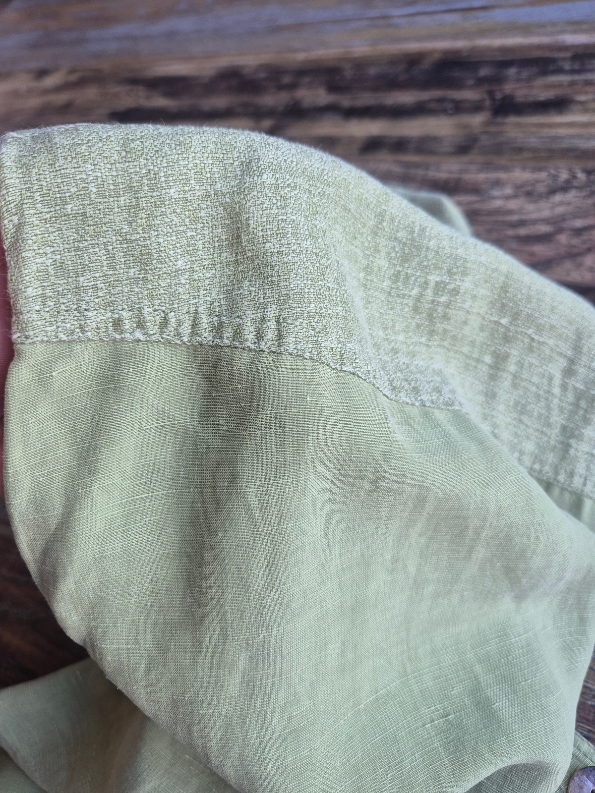 Vintage Loose Threads by Virginia Moreno Silk Linen Side-Button Dress Green Sz.S