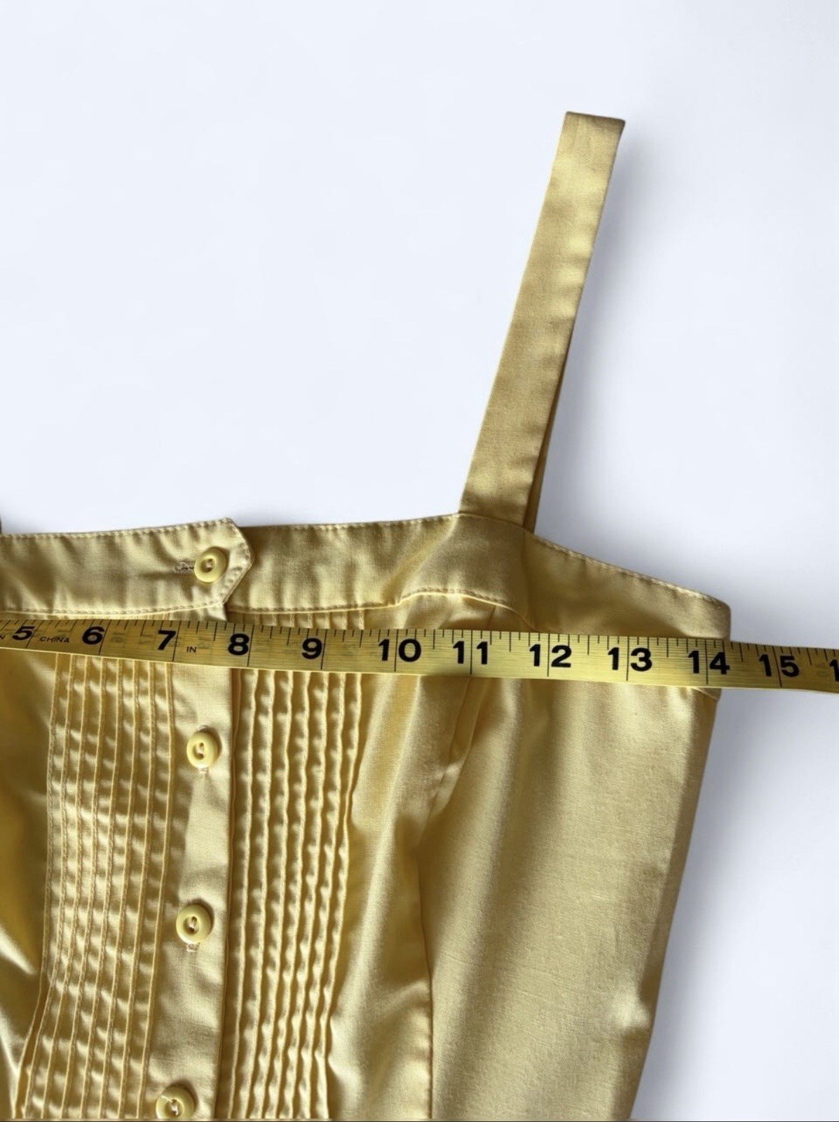 Vtg Lanz Originals Yellow Button-Front Summer Cottage Core Dress XS