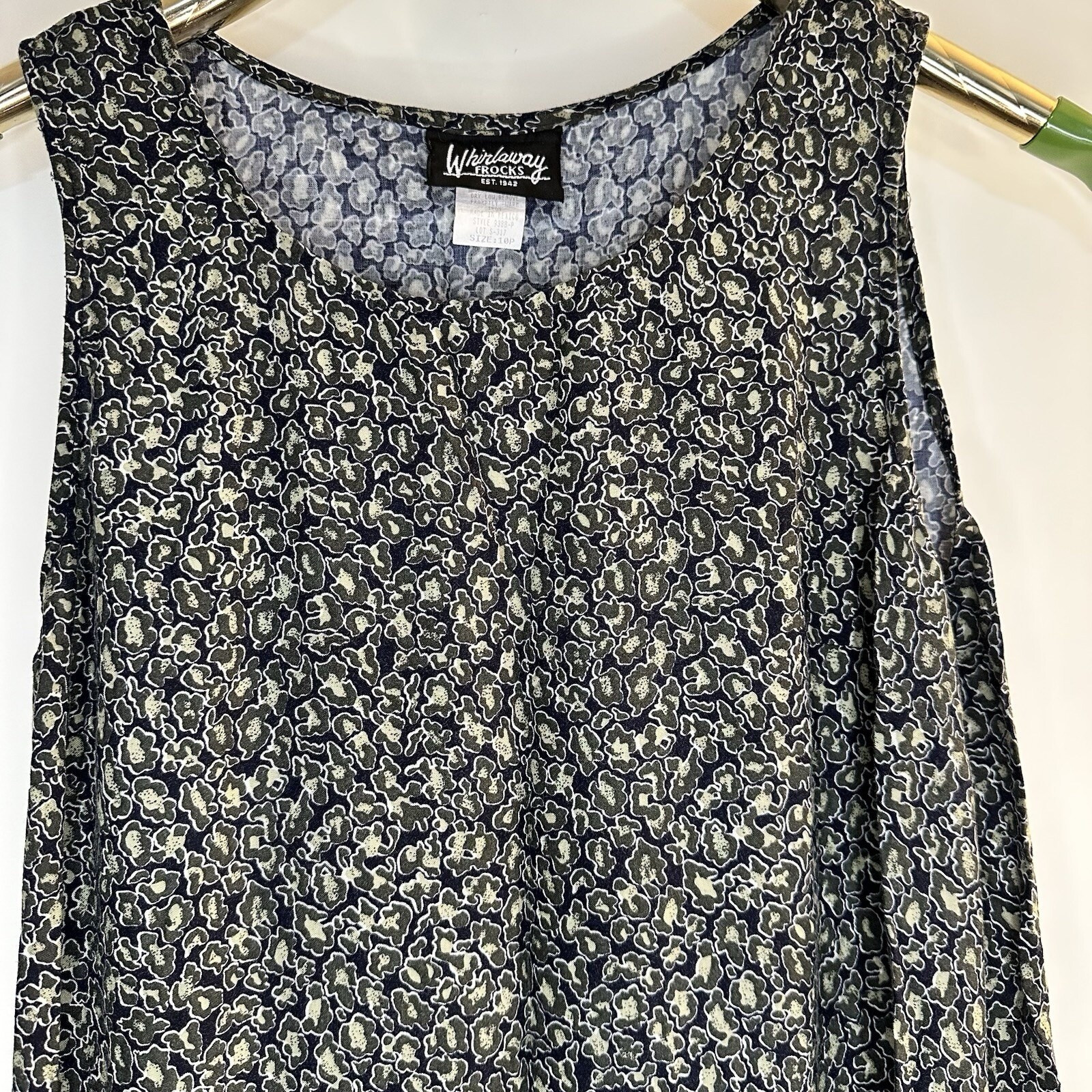 Whirlaway Frocks Maxi Dress Women 10P Black Brown Giraffe Animal Print Vintage
