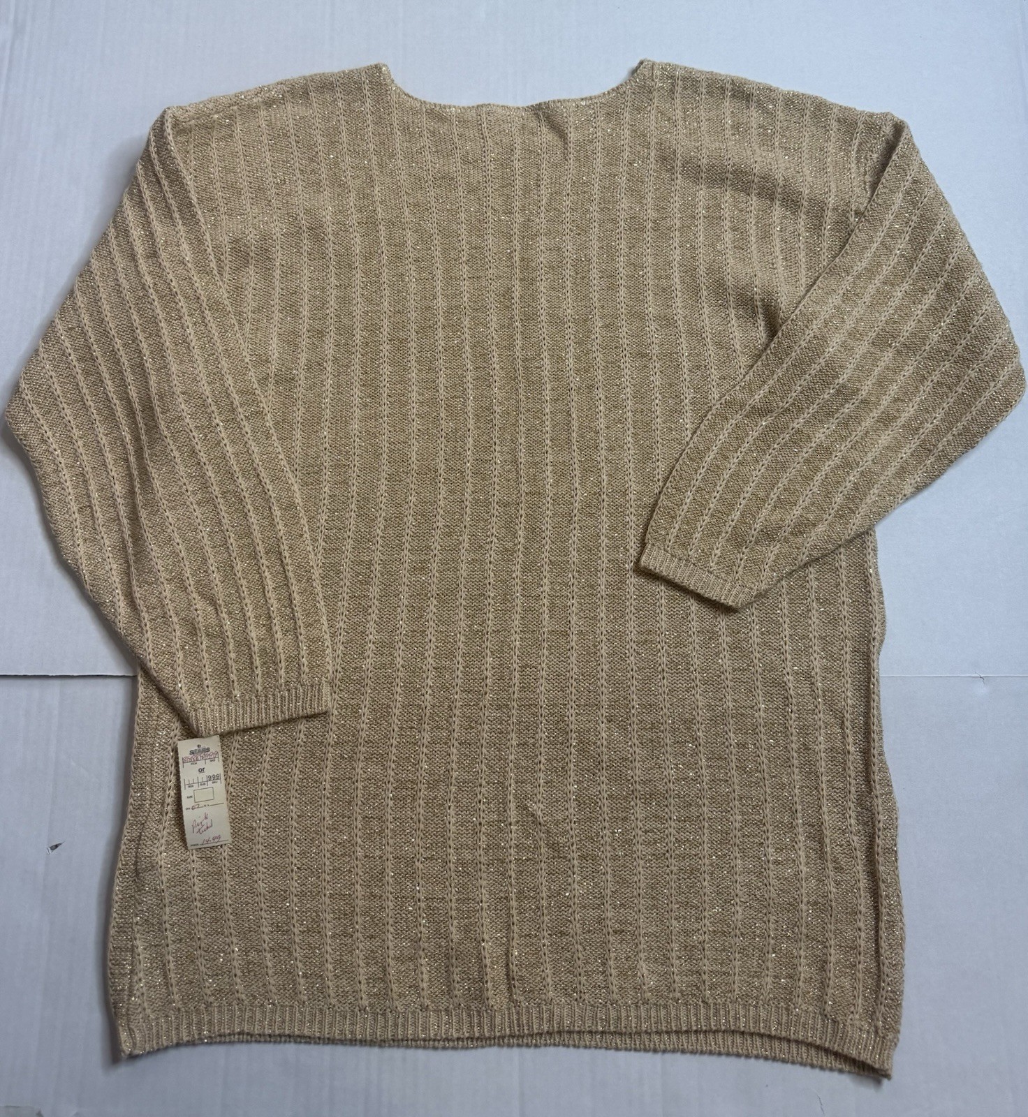 Vintage Arielle 80s Womens Large Sweater Beige Gold Flecks Made In USA