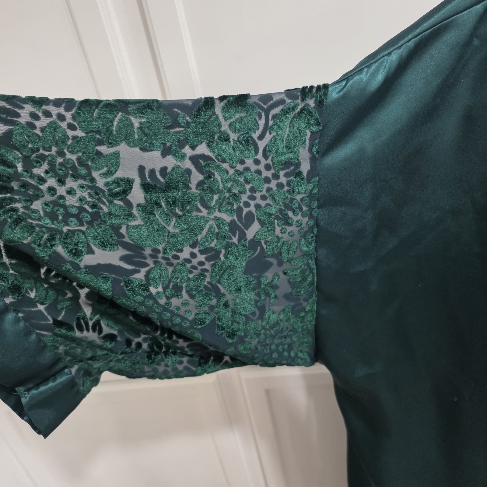 Vtg Val Mode Emerald Green Lingere Set Robe And Gown Medium Lace