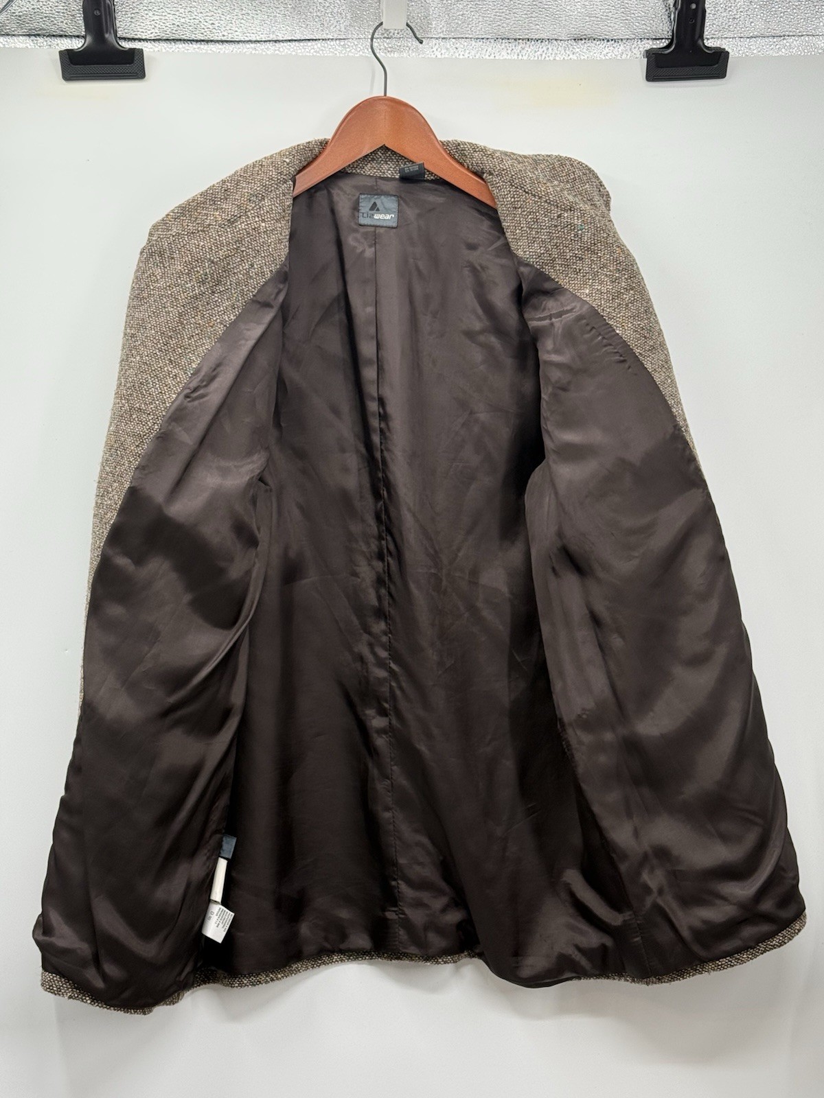 Vintage Wool Tweed Blazer Women’s Size 14 Brown Speckled Dark Academia Jacket