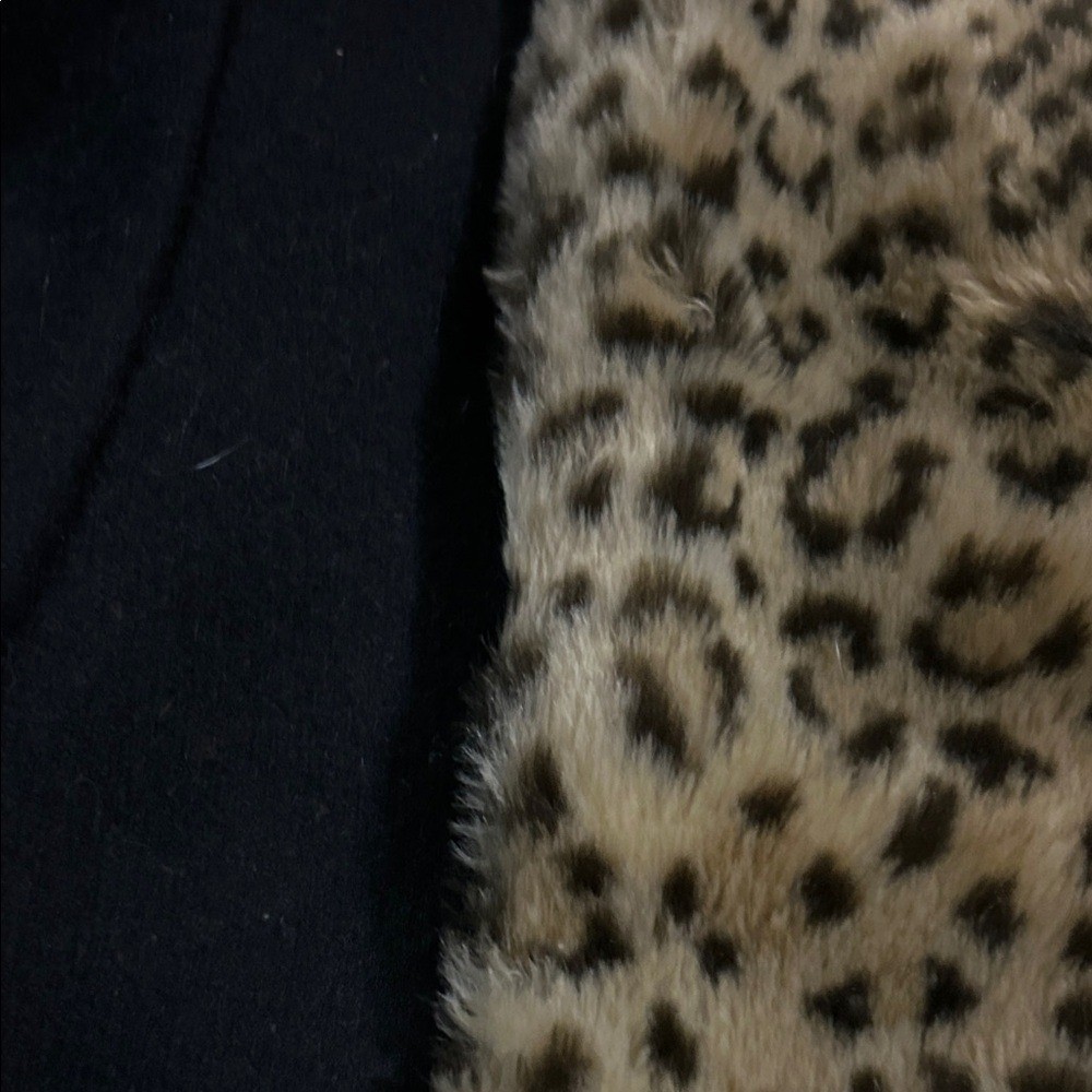 70s Vintae Donny Brooks USA Union Made Wool Black Coat & Faux Cheetah Lined 12