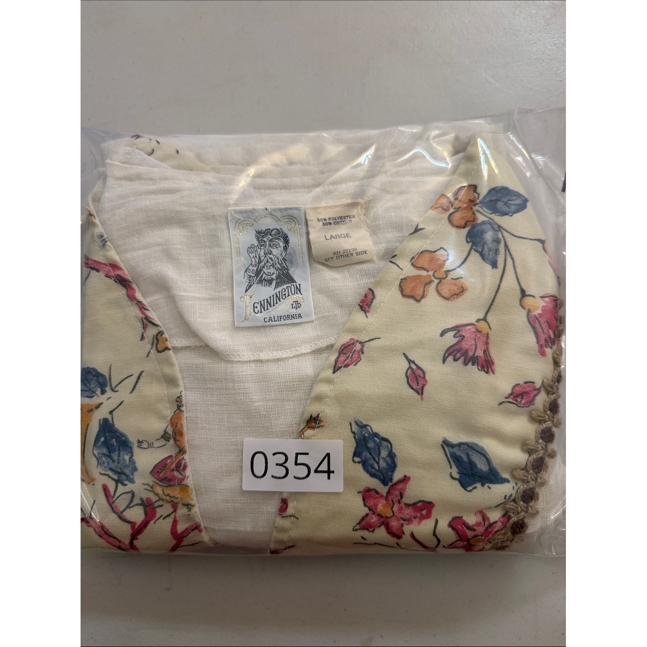 Vintage Kennington Ltd California Boho Floral Blouse Cream L